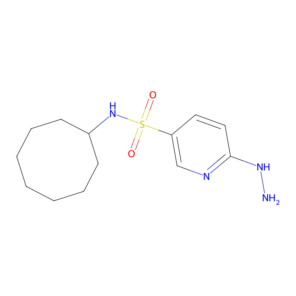 N-cyclooctyl-6-hydrazinylpyridine-3-sulfonamide molecular structure, CAS 1036606-53-7