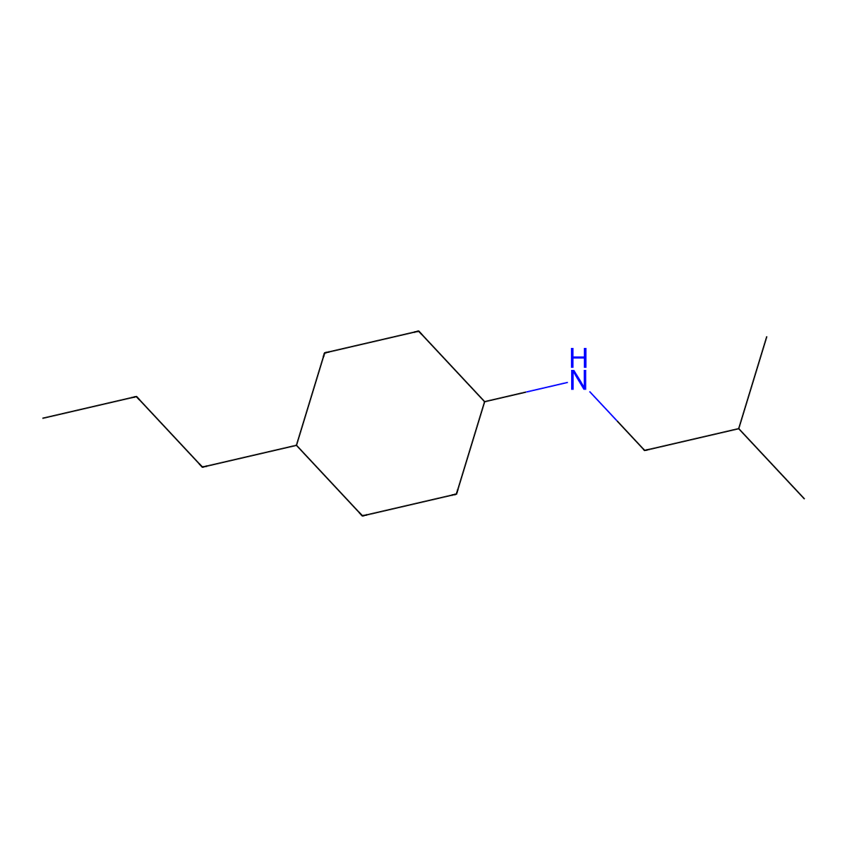 N-(2-methylpropyl)-4-propylcyclohexan-1-amine molecular structure, CAS 1036611-40-1