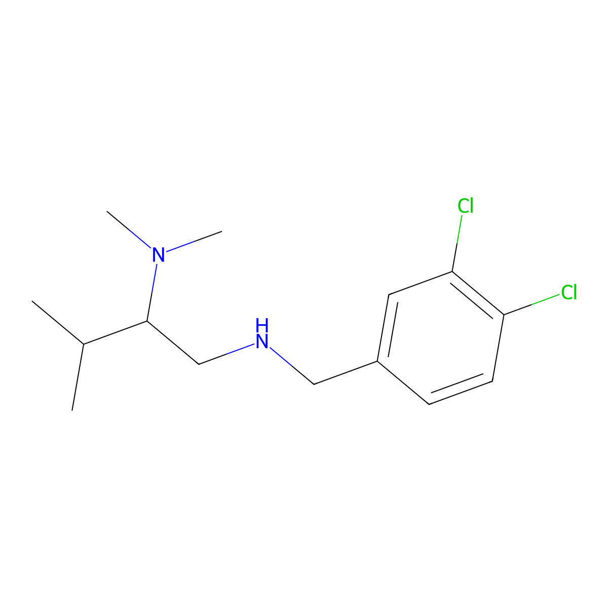 (1-{[(3,4-Dichlorophenyl)methyl]amino}-3-methylbutan-2-yl)dimethylamine molecular structure, CAS 1036614-61-5