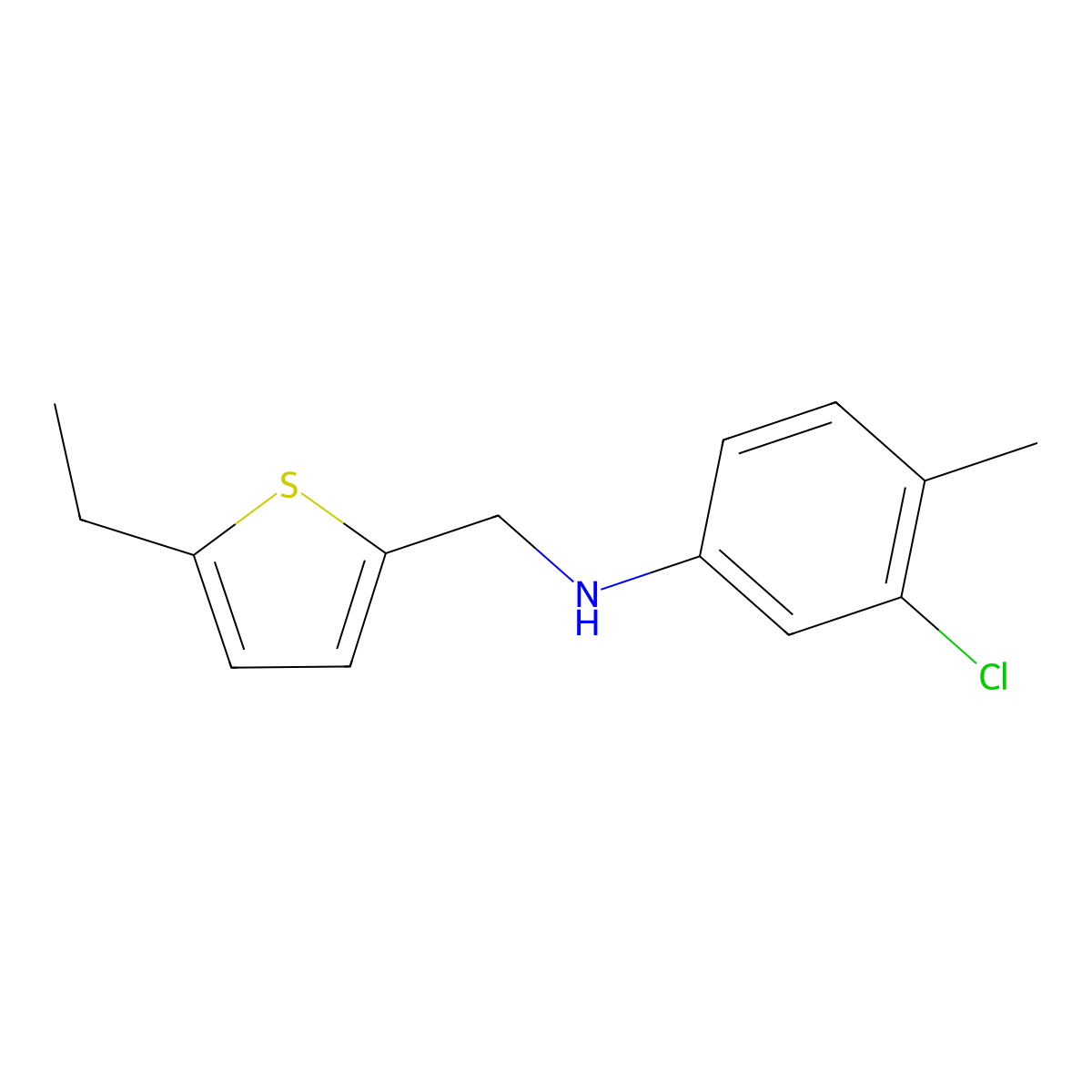 3-chloro-N-[(5-ethylthiophen-2-yl)methyl]-4-methylaniline molecular structure, CAS 1036617-81-8