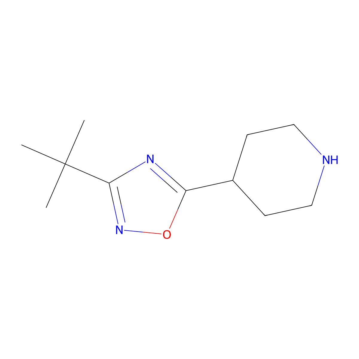 3-Tert-butyl-5-(piperidin-4-YL)-1,2,4-oxadiazole molecular structure, CAS 1036625-17-8