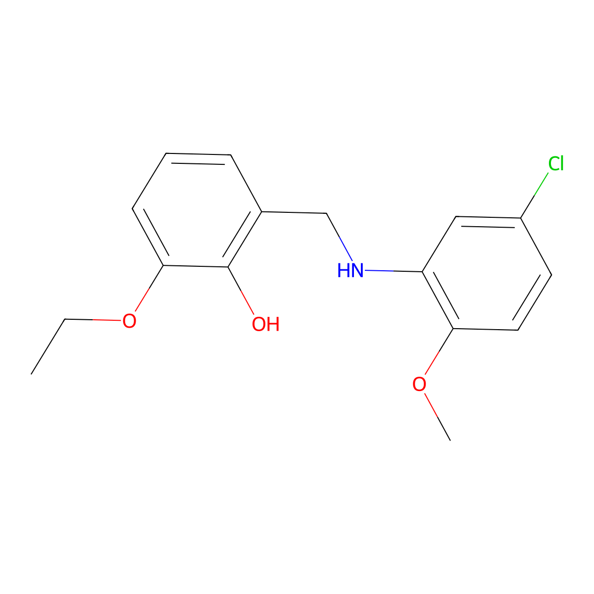 2-{[(5-Chloro-2-methoxyphenyl)amino]methyl}-6-ethoxyphenol molecular structure, CAS 1036625-75-8