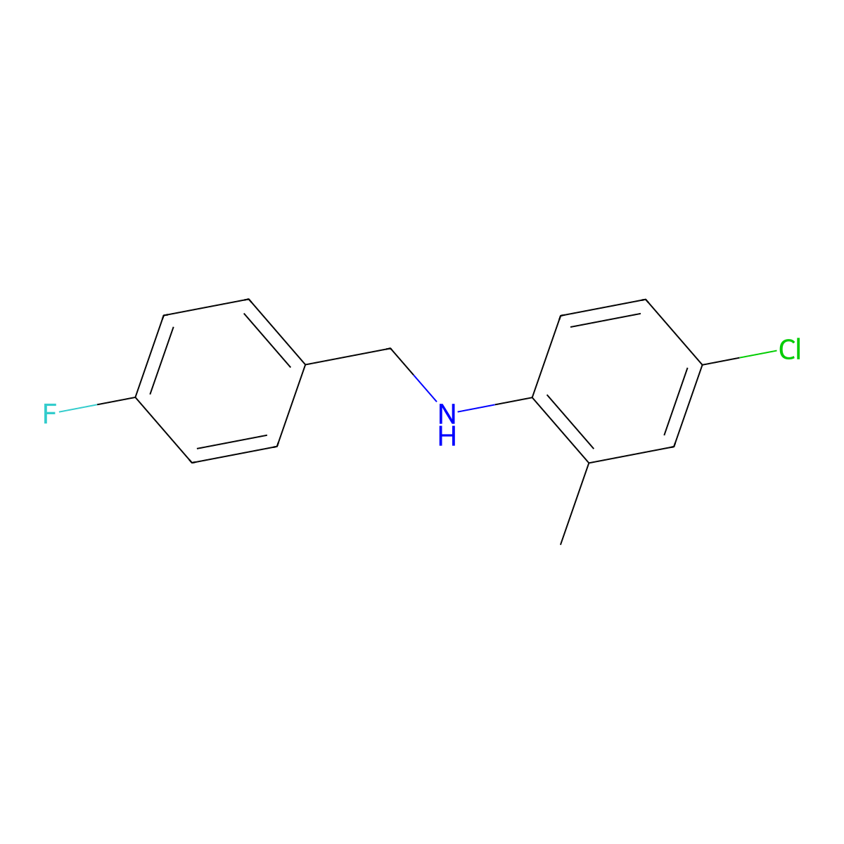 4-Chloro-N-(4-fluorobenzyl)-2-methylaniline molecular structure, CAS 1036628-11-1