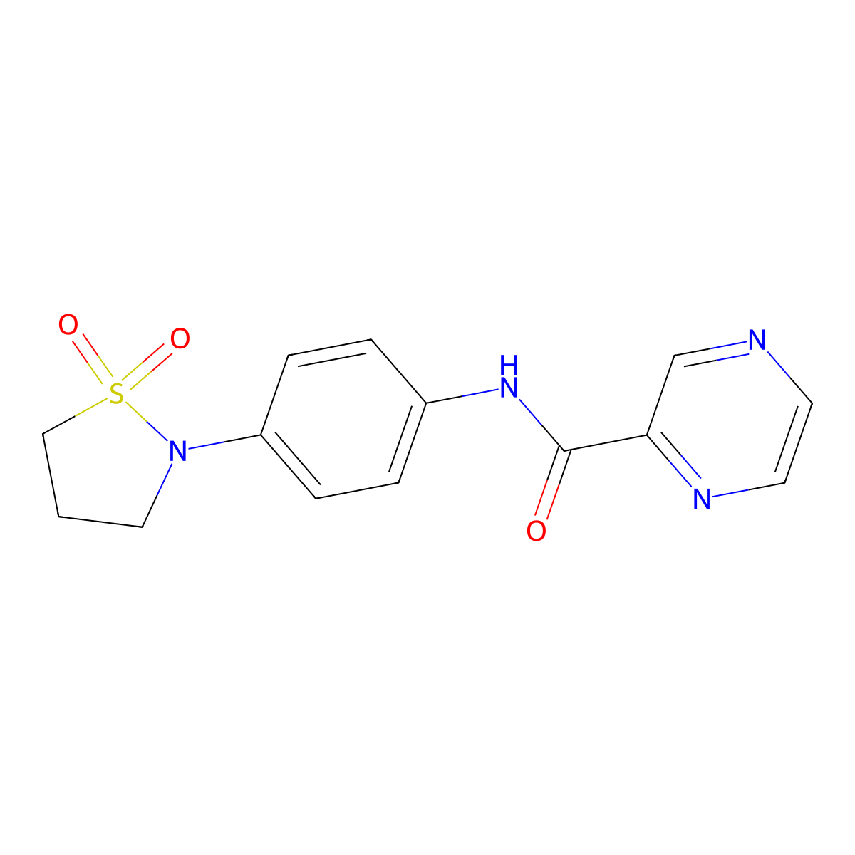 N-(4-(1,1-dioxidoisothiazolidin-2-yl)phenyl)pyrazine-2-carboxamide molecular structure, CAS 1036636-43-7
