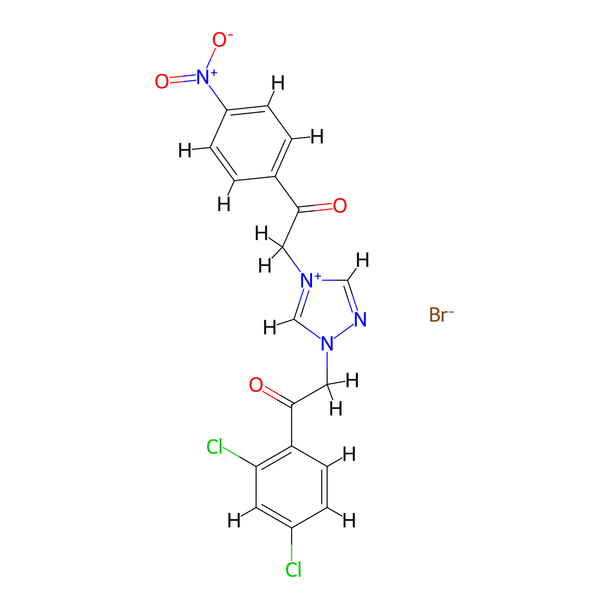 1-[2-(2,4-Dichloro-phenyl)-2-oxo-ethyl]-4-[2-(4-nitro-phenyl)-2-oxo-ethyl]-4H-[1,2,4]triazol-1-ium molecular structure, CAS 1036708-24-3