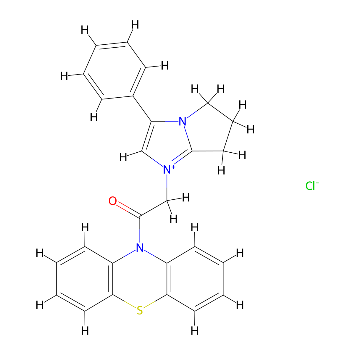 1-(2-Oxo-2-phenothiazin-10-yl-ethyl)-3-phenyl-6,7-dihydro-5H-pyrrolo[1,2-a]imidazol-1-ium molecular structure, CAS 1036708-32-3