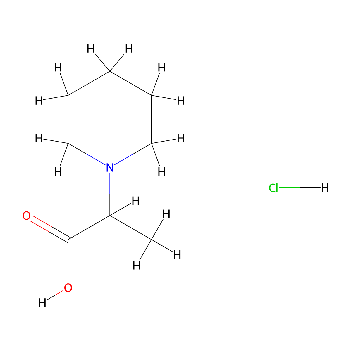 2-(Piperidin-1-yl)propanoic acid hydrochloride molecular structure, CAS 1036708-61-8