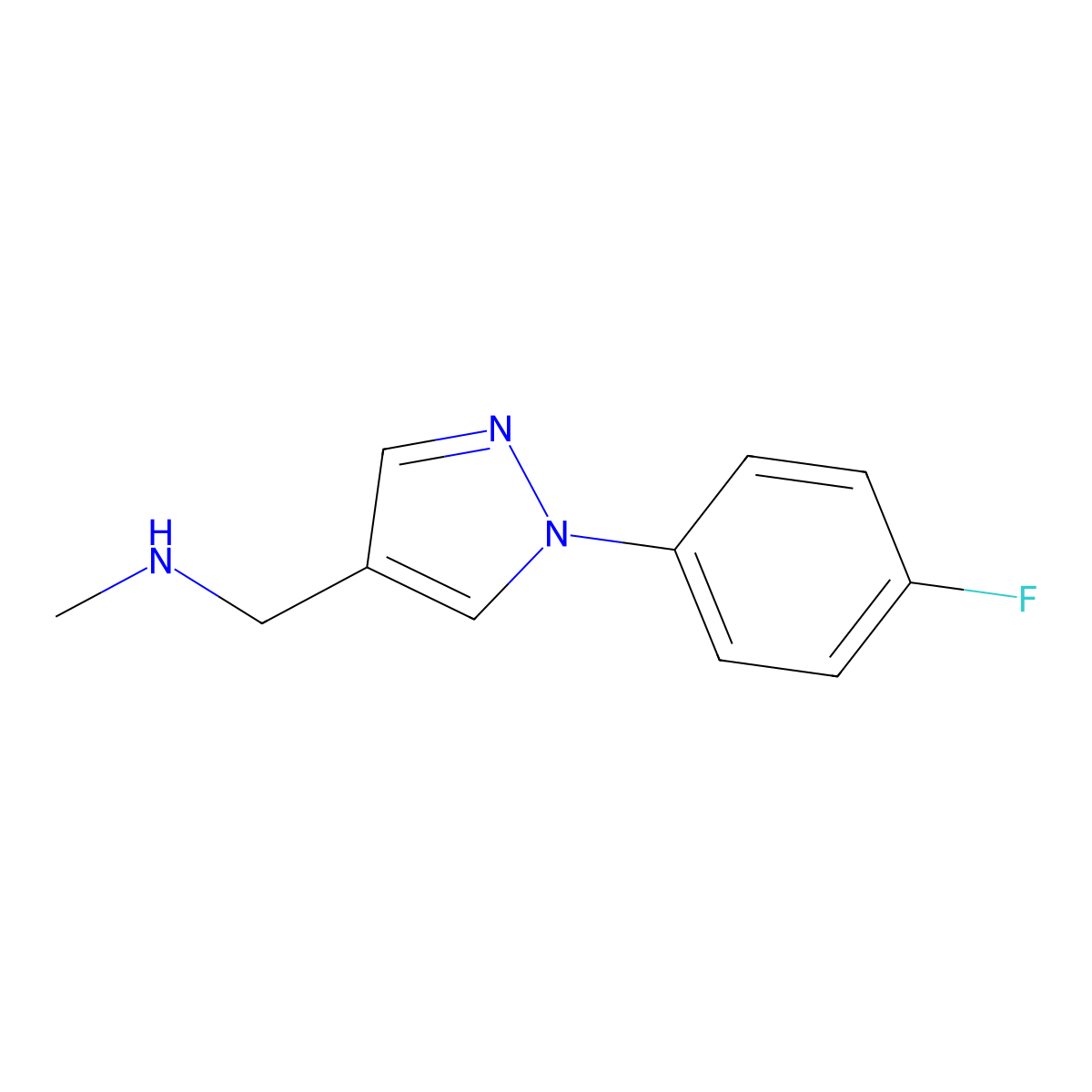 {[1-(4-fluorophenyl)-1H-pyrazol-4-yl]methyl}(methyl)amine molecular structure, CAS 1036711-13-3