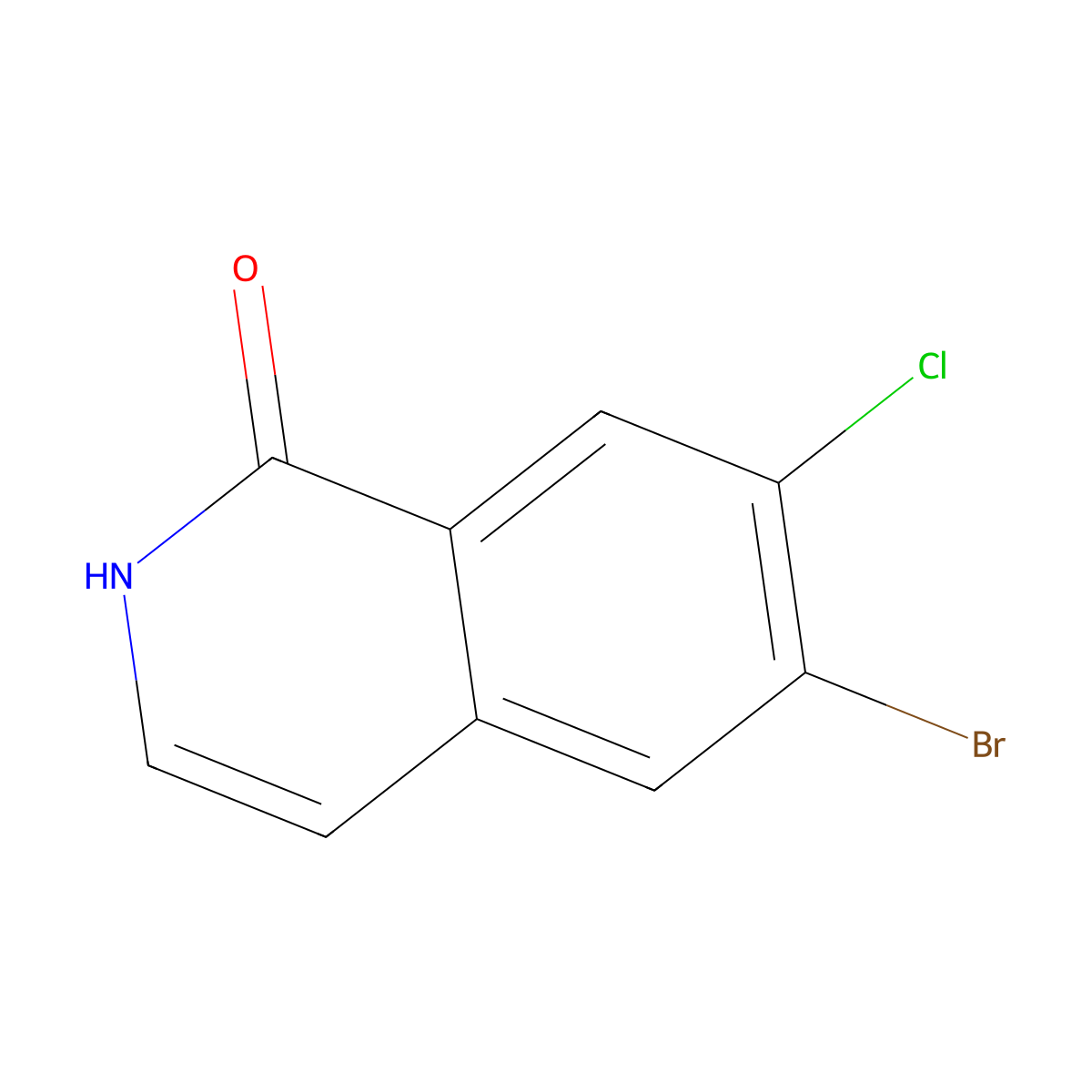 6-Bromo-7-chloro-1,2-dihydroisoquinolin-1-one molecular structure, CAS 1036712-57-8