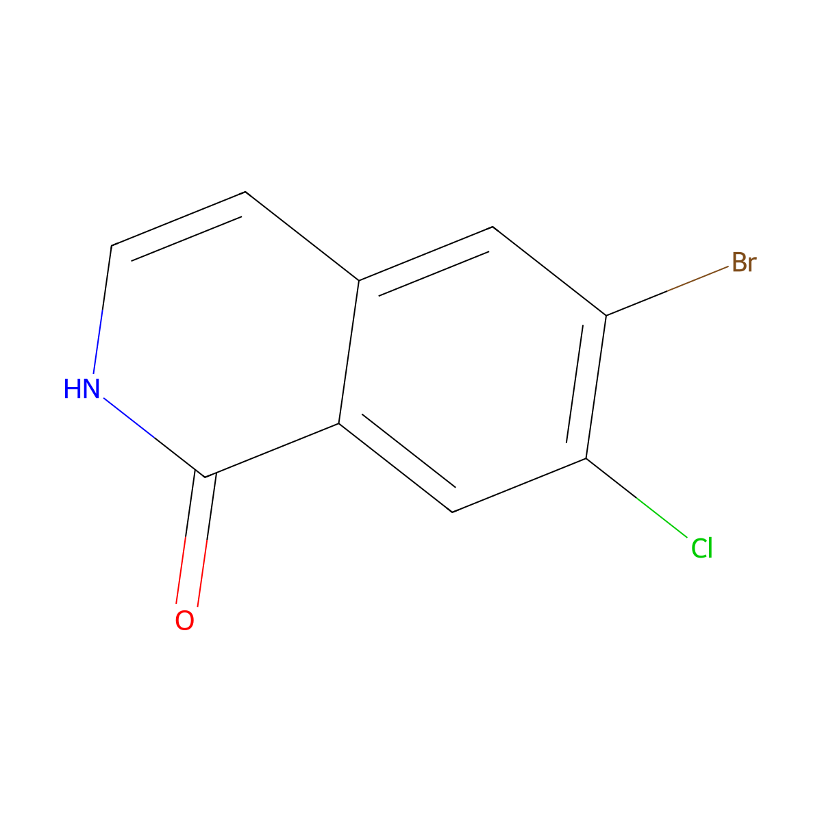 6-Bromo-7-chloro-1,2-dihydroisoquinolin-1-one molecular structure, CAS 1036712-57-8