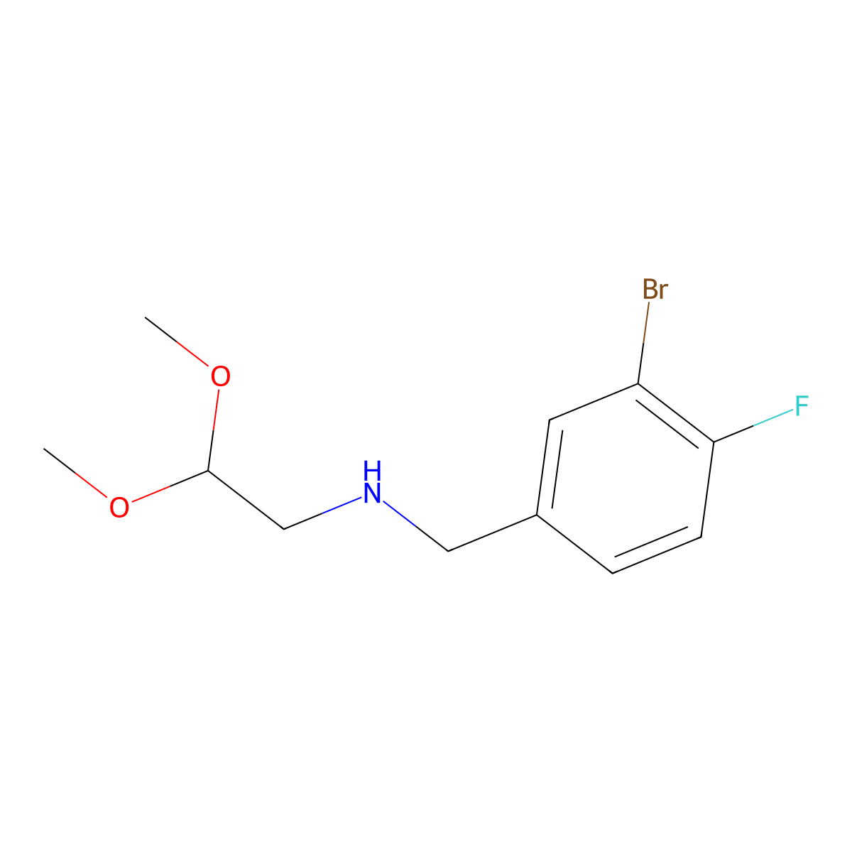 (4-Fluoro-3-bromo-benzyl)-(2,2-dimethoxy-ethyl)-amine molecular structure, CAS 1036712-61-4