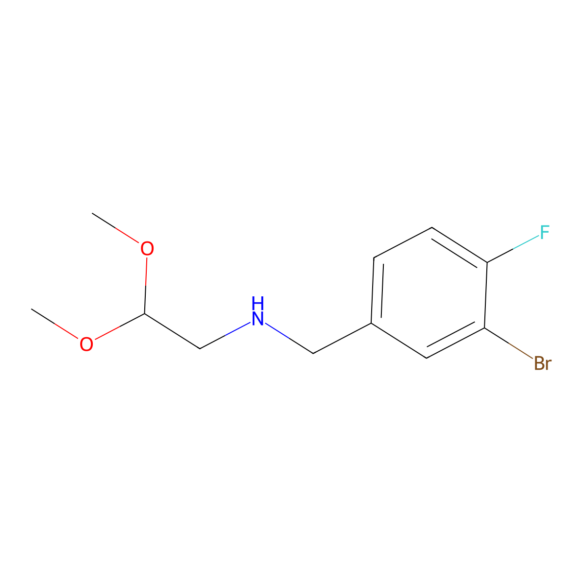 (4-Fluoro-3-bromo-benzyl)-(2,2-dimethoxy-ethyl)-amine molecular structure, CAS 1036712-61-4
