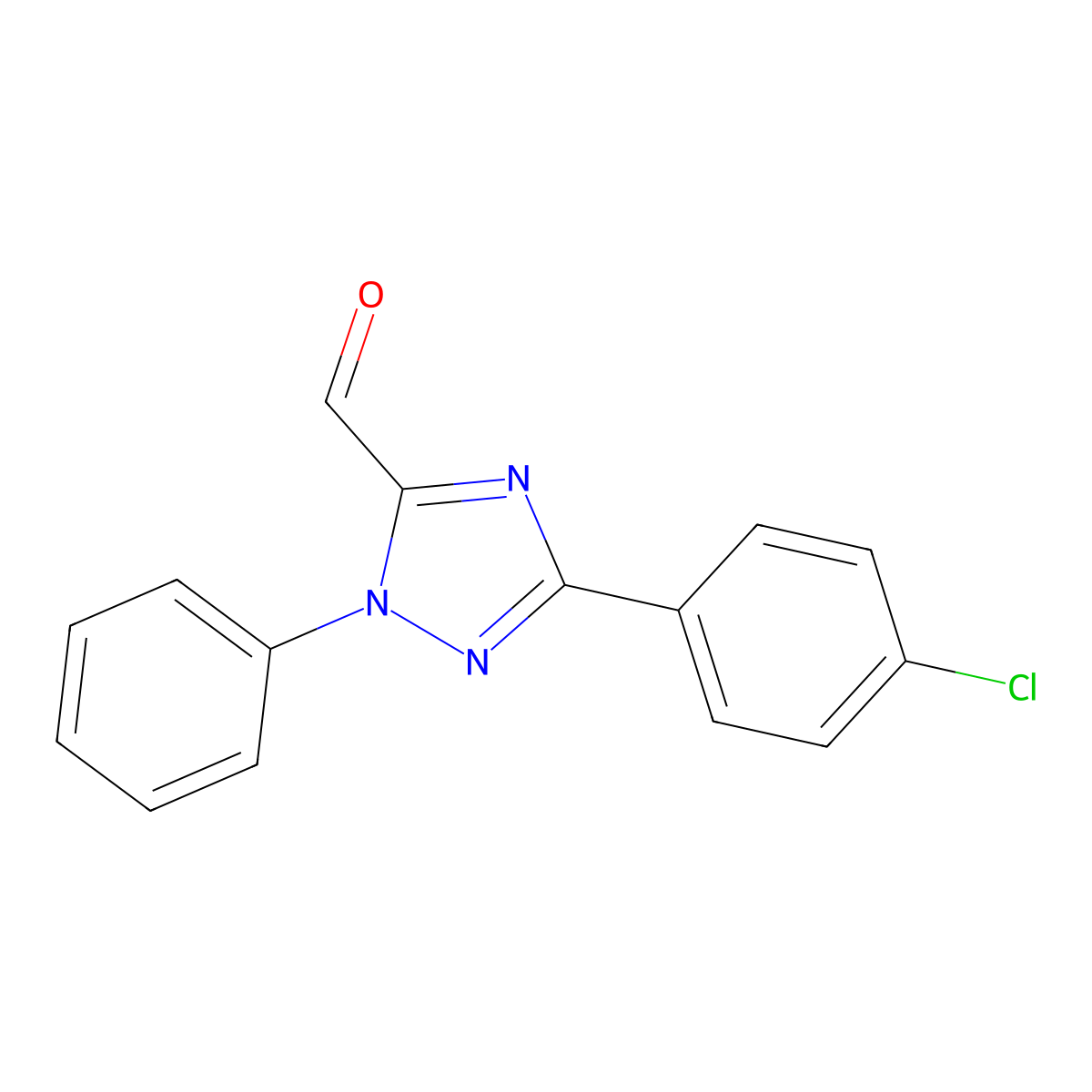 3-(4-chlorophenyl)-1-phenyl-1H-1,2,4-triazole-5-carbaldehyde molecular structure, CAS 1036713-74-2