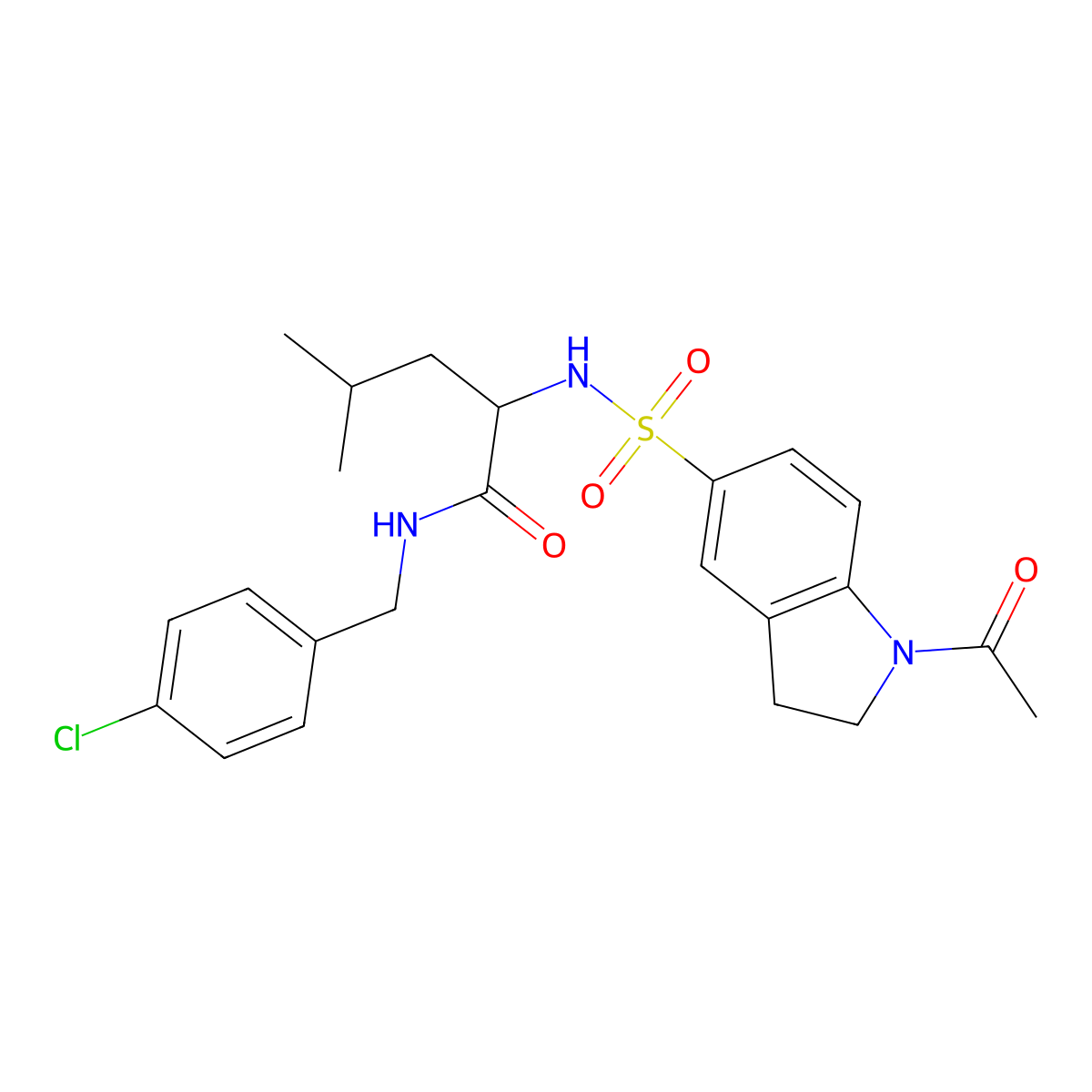 2-(1-Acetylindoline-5-sulfonamido)-N-(4-chlorobenzyl)-4-methylpentanamide molecular structure, CAS 1036730-46-7