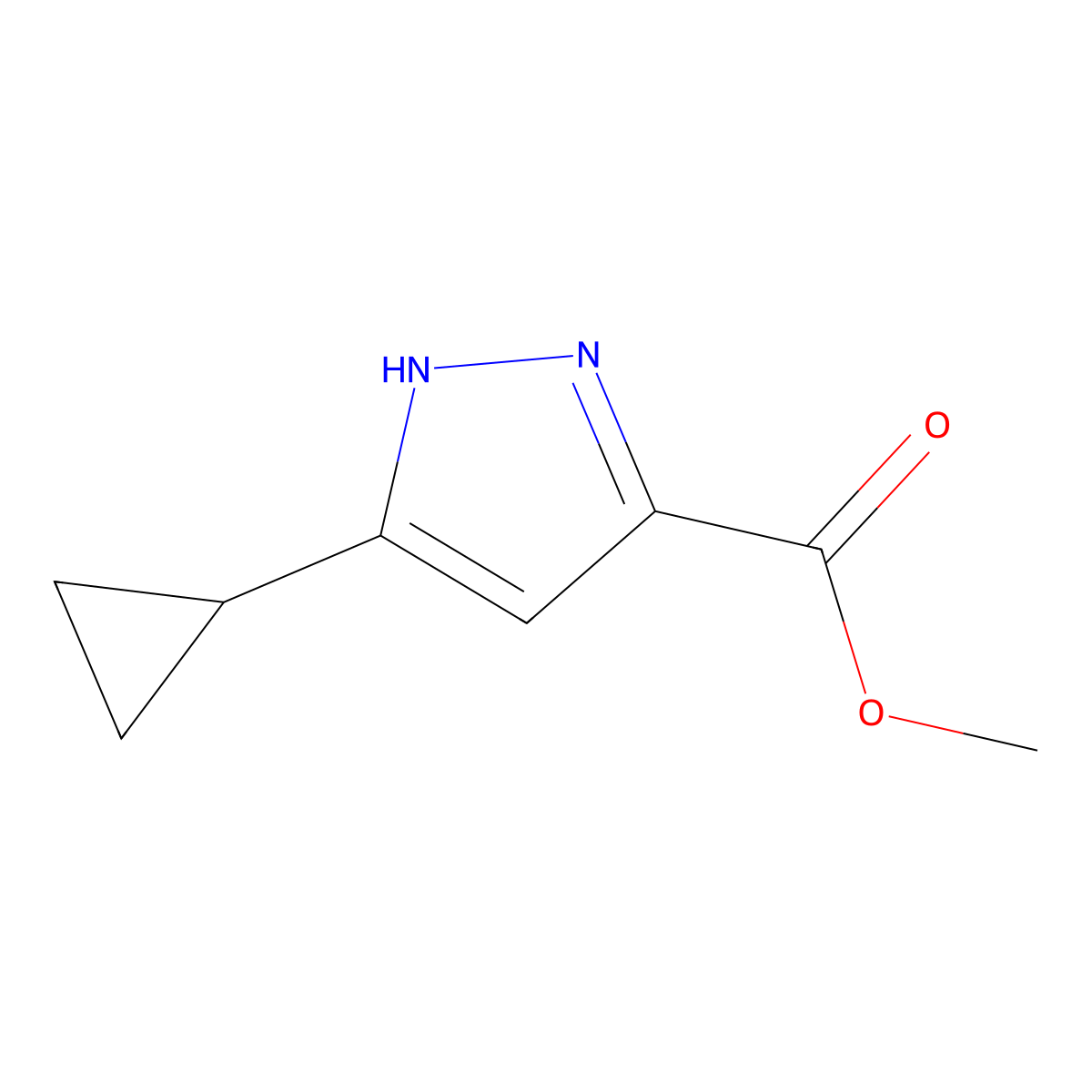 methyl 5-cyclopropyl-1H-pyrazole-3-carboxylate molecular structure, CAS 1036733-11-5