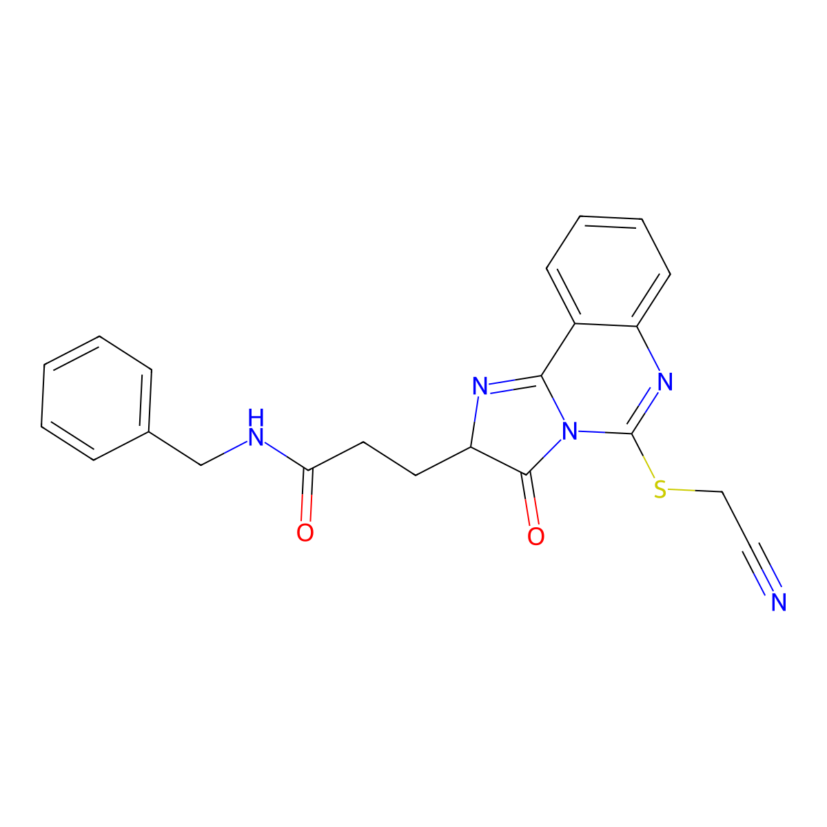 N-benzyl-3-{5-[(cyanomethyl)sulfanyl]-3-oxo-2H,3H-imidazo[1,2-c]quinazolin-2-yl}propanamide molecular structure, CAS 1036734-05-0