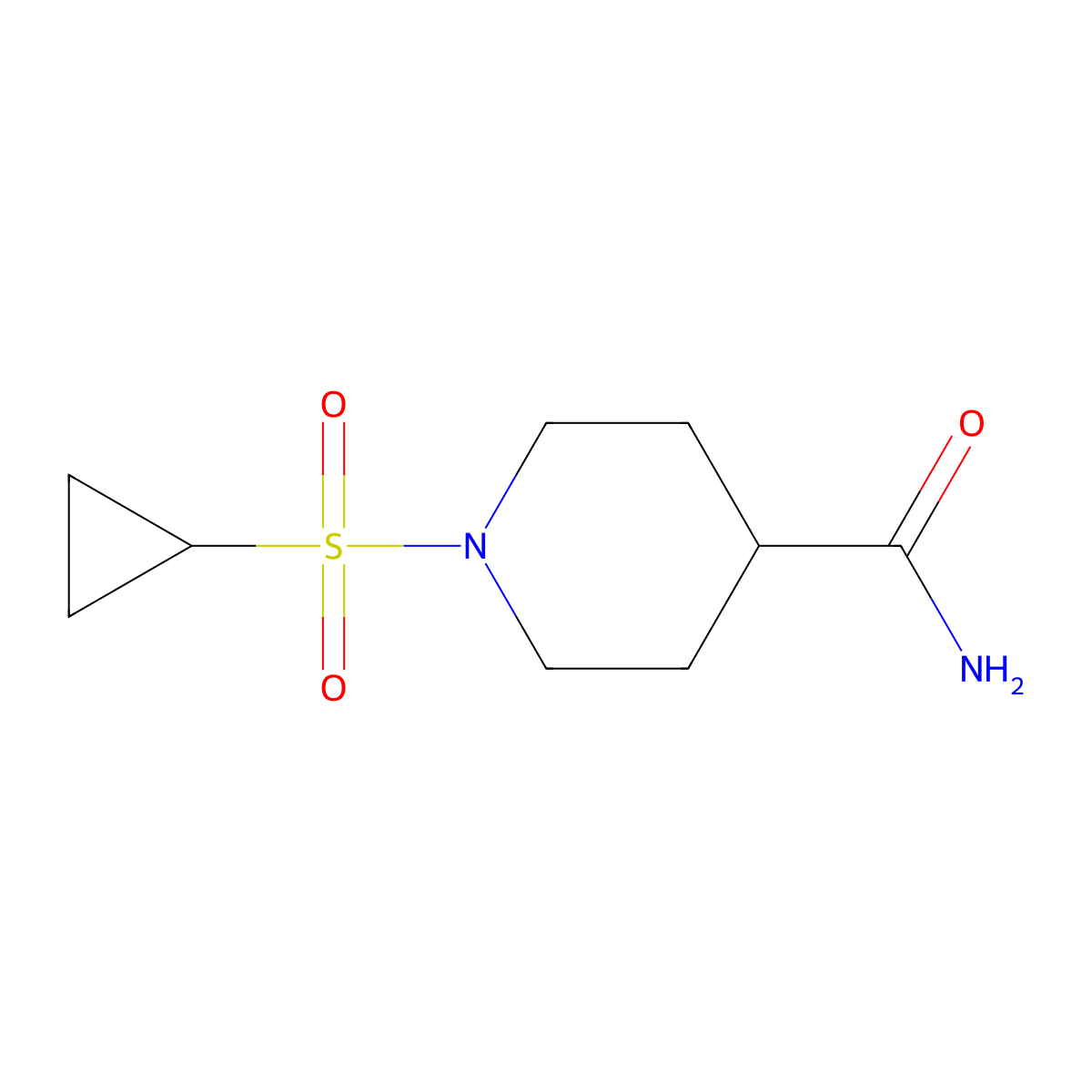 1-(Cyclopropylsulfonyl)piperidine-4-carboxamide molecular structure, CAS 1036738-79-0