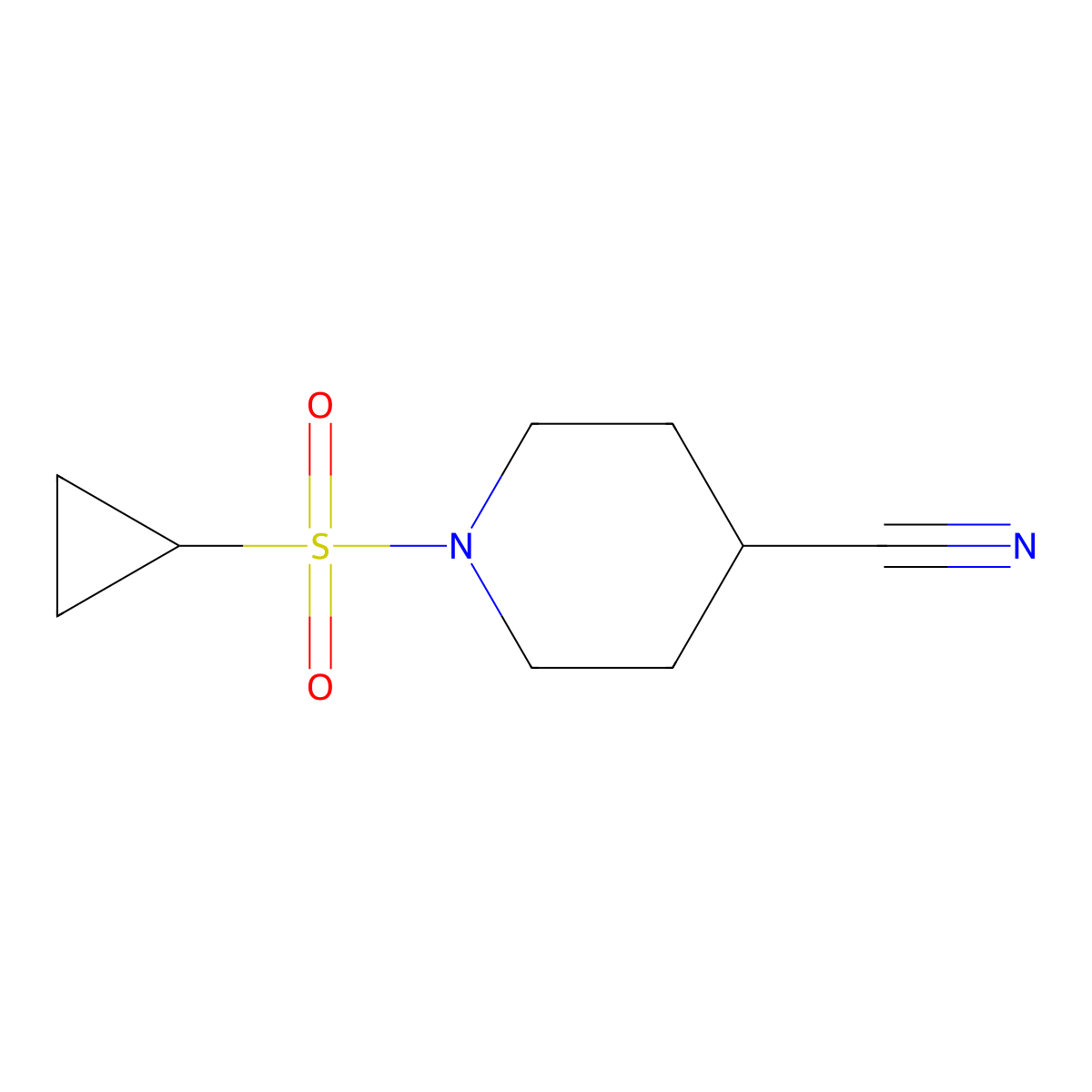 1-(Cyclopropylsulfonyl)piperidine-4-carbonitrile molecular structure, CAS 1036738-82-5