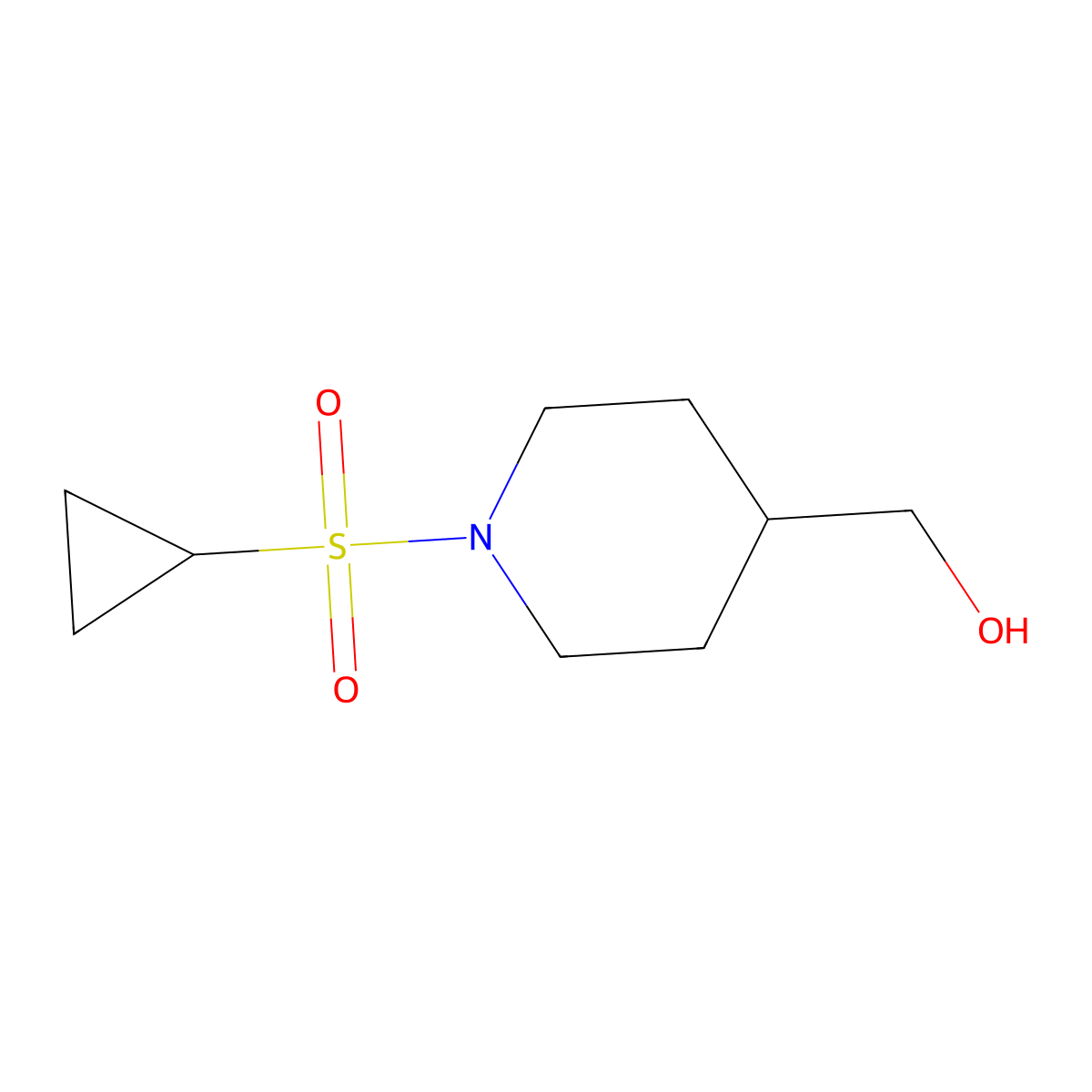 (1-Cyclopropanesulfonyl-piperidin-4-yl)-methanol molecular structure, CAS 1036738-95-0