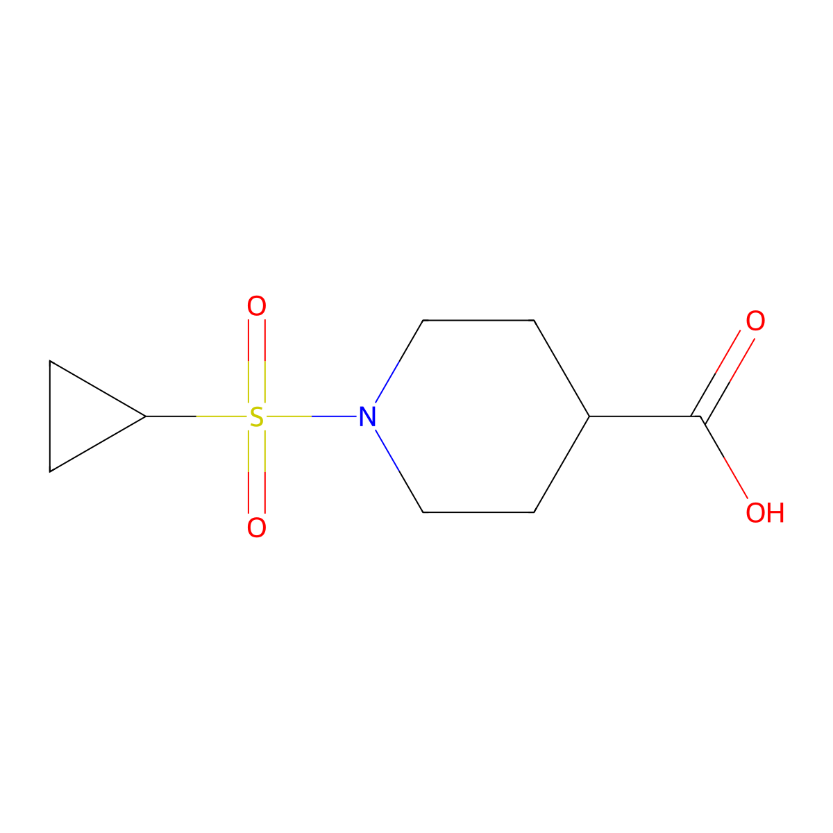 1-(Cyclopropylsulfonyl)piperidine-4-carboxylic acid molecular structure, CAS 1036738-97-2