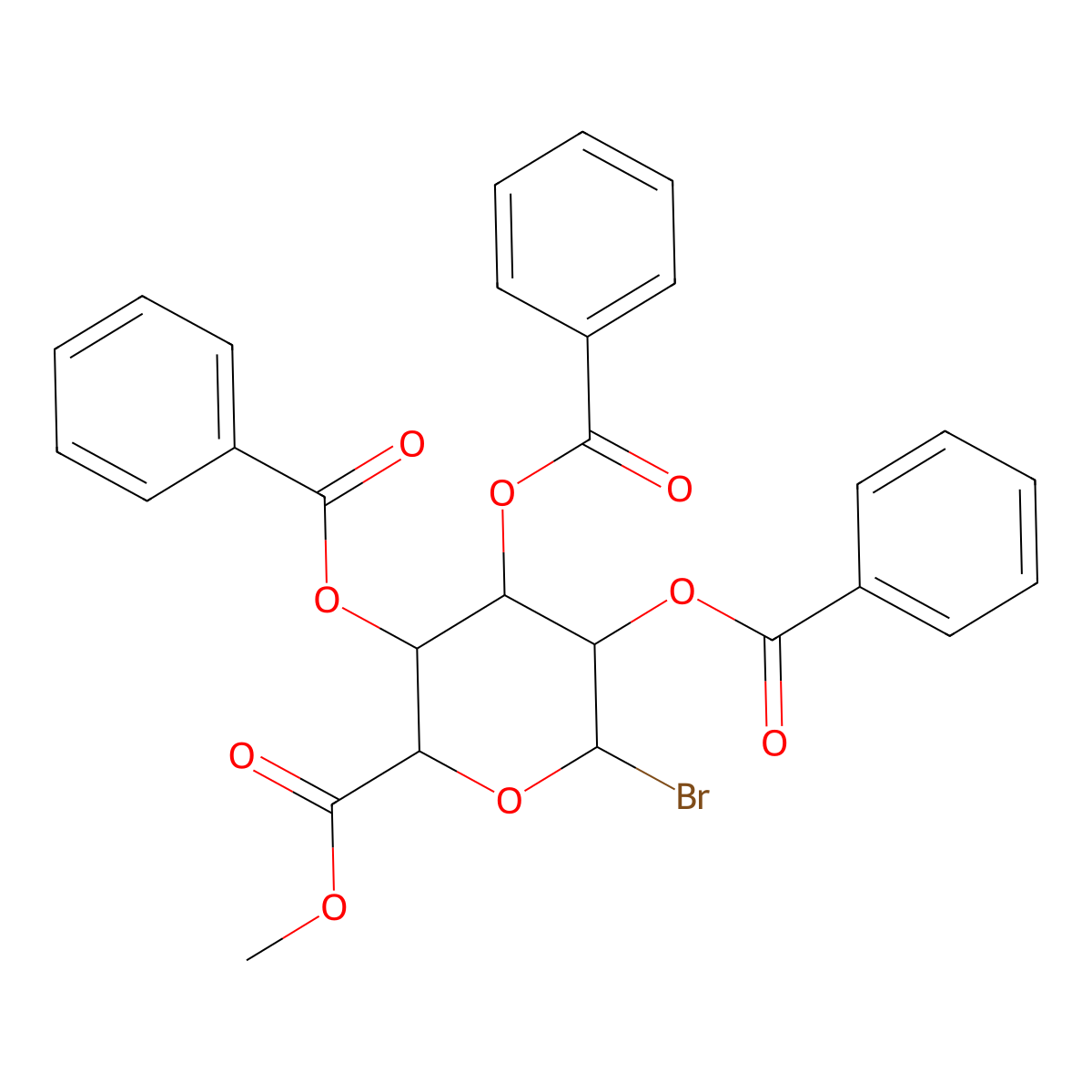 Methyl 3,4,5-tribenzoyloxy-6-bromooxane-2-carboxylate molecular structure, CAS 103674-69-7