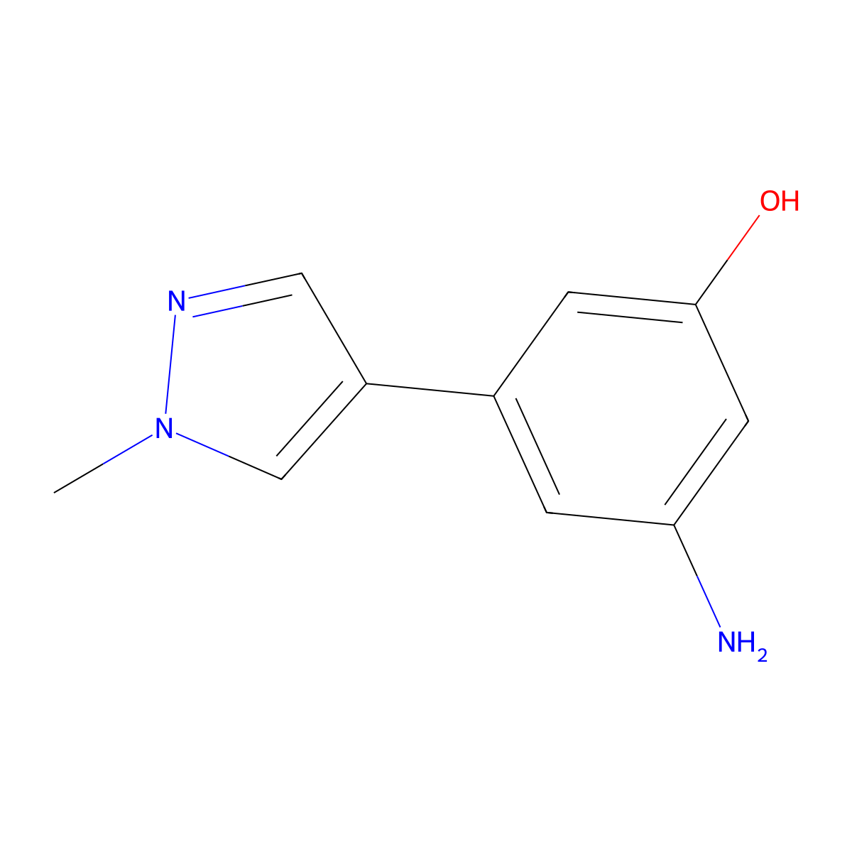 3-amino-5-(1-methyl-1H-pyrazol-4-yl)phenol molecular structure, CAS 1036756-25-8
