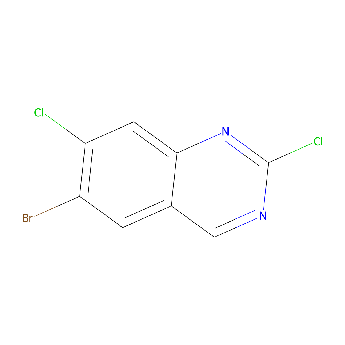 6-Bromo-2,7-dichloroquinazoline molecular structure, CAS 1036757-08-0