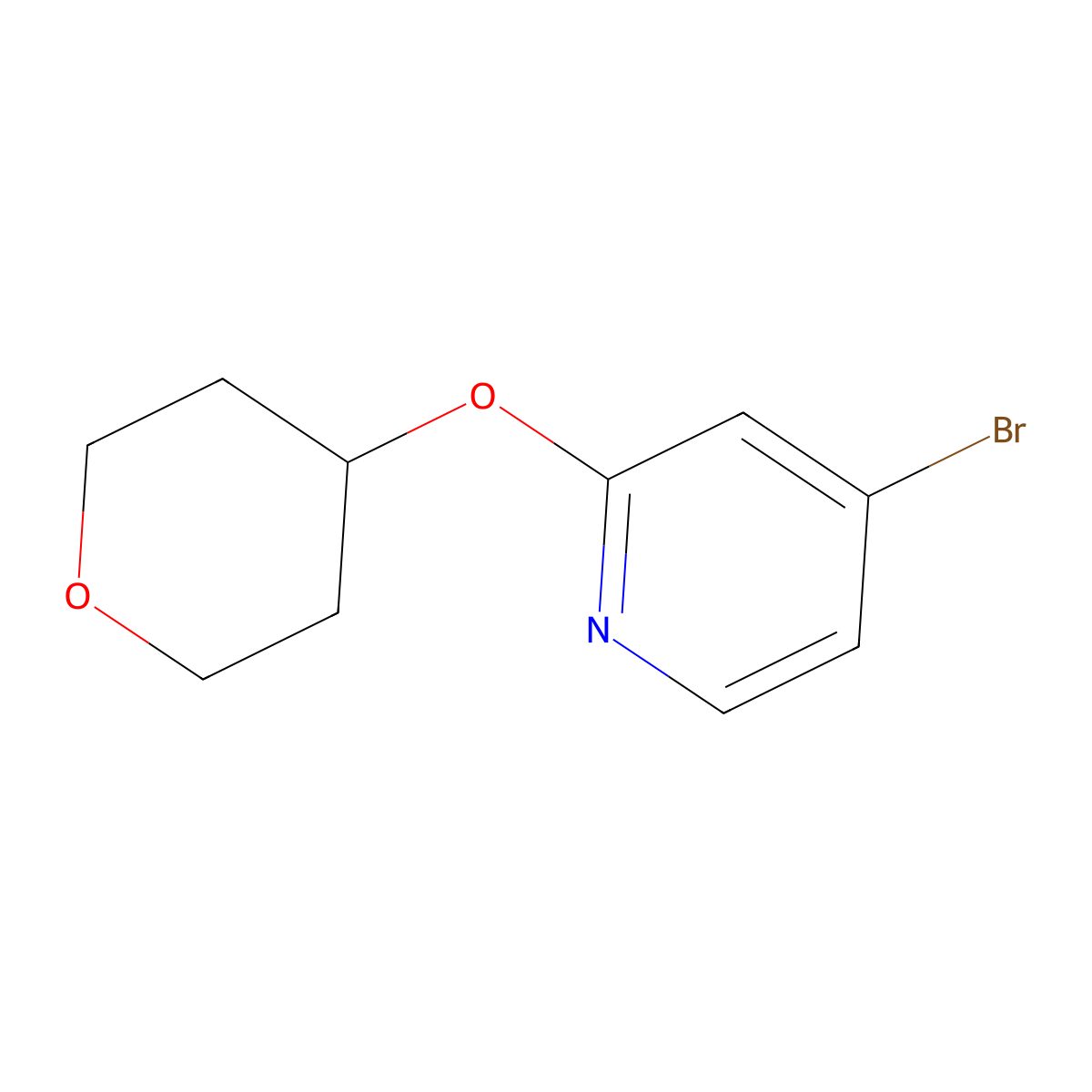 4-Bromo-2-((tetrahydro-2H-pyran-4-yl)oxy)pyridine molecular structure, CAS 1036761-99-5