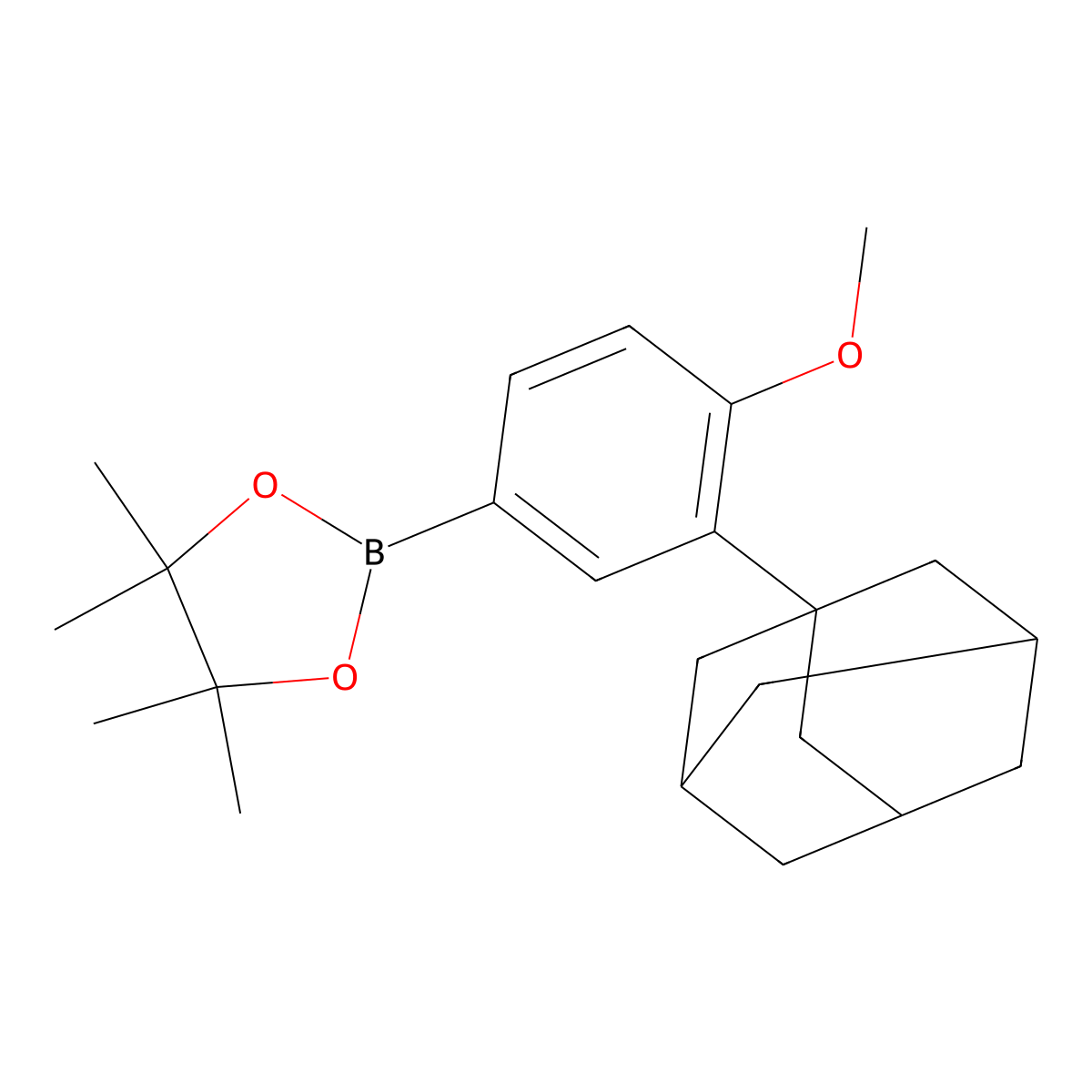 2-(4-Methoxy-3-tricyclo[3.3.1.13,7]dec-1-ylphenyl)-4,4,5,5-tetramethyl-1,3,2-dioxaborolane molecular structure, CAS 1036766-56-9