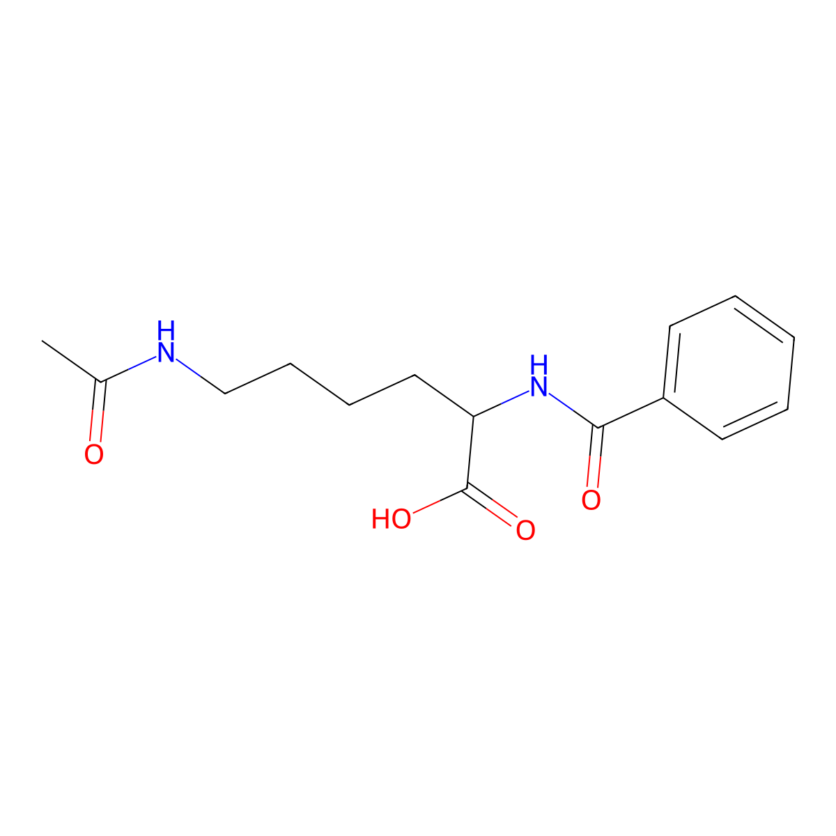 (S)-6-acetamido-2-benzamidohexanoic acid molecular structure, CAS 103678-35-9