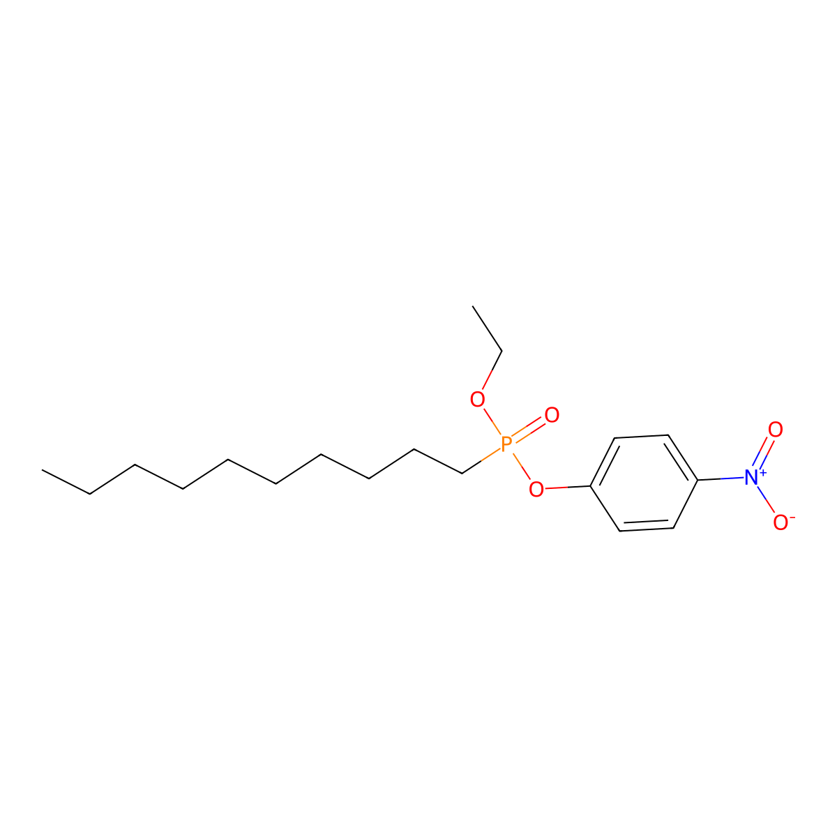 Ethyl 4-nitrophenyl decylphosphonate molecular structure, CAS 10368-20-4