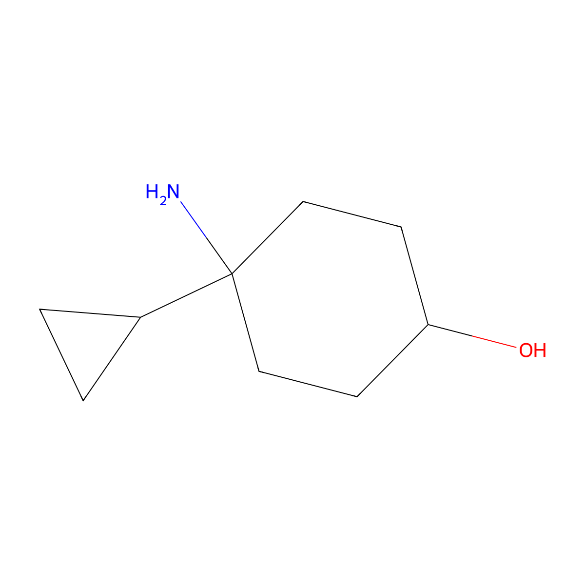 4-Amino-4-cyclopropylcyclohexan-1-ol molecular structure, CAS 1036897-40-1