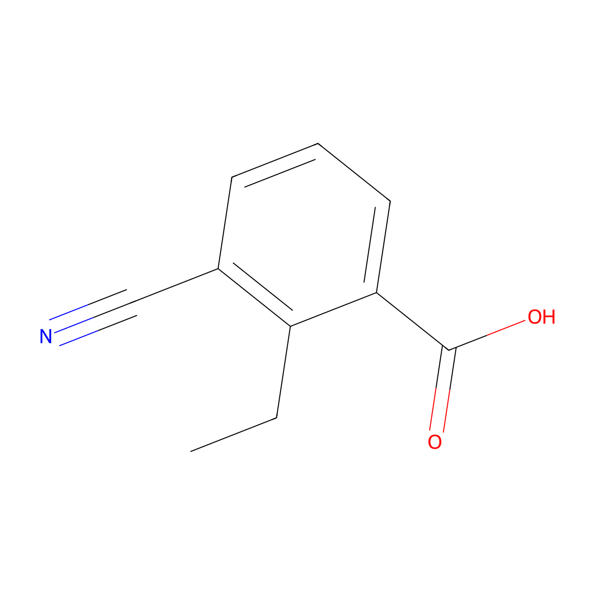 3-Cyano-2-ethylbenzoic acid molecular structure, CAS 1036915-27-1