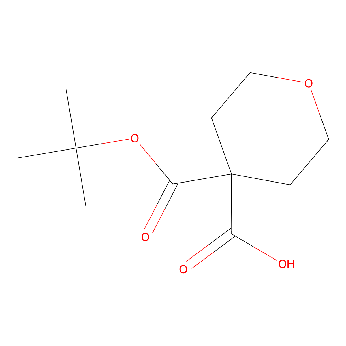4-((Tert-butoxy)carbonyl)oxane-4-carboxylic acid molecular structure, CAS 1036922-77-6