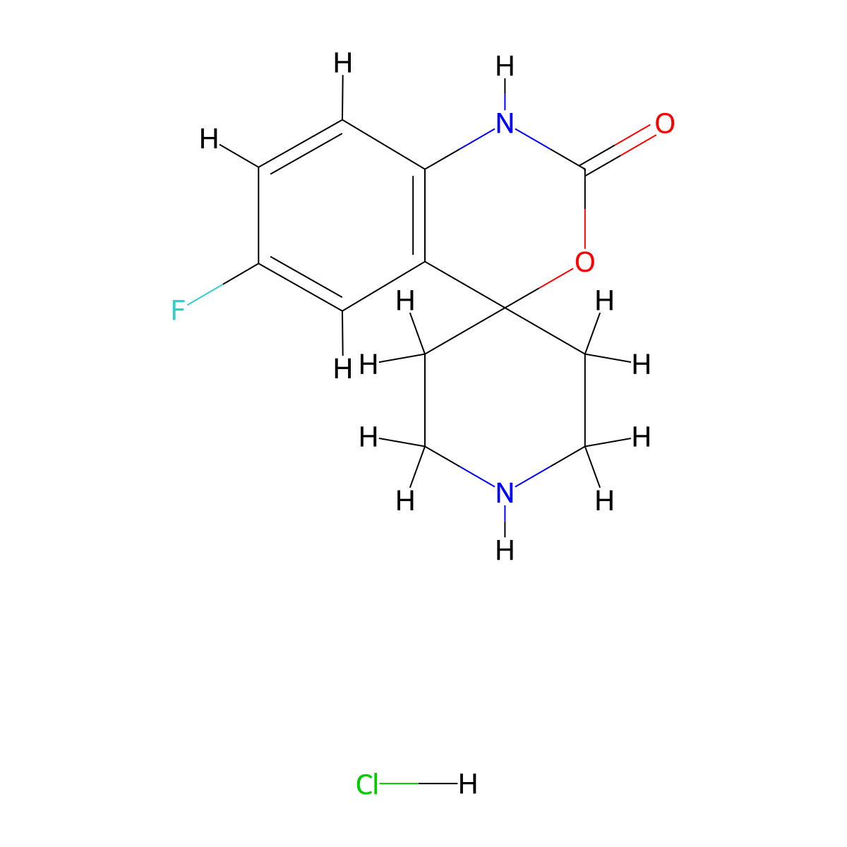 6-Fluoro-1,2-dihydrospiro[3,1-benzoxazine-4,4'-piperidine]-2-one hydrochloride molecular structure, CAS 1036926-61-0