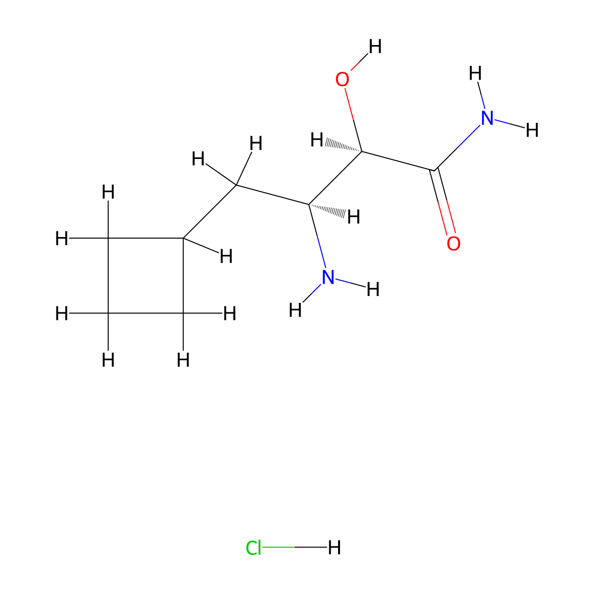 (2R,3S)-3-amino-4-cyclobutyl-2-hydroxybutanamide hydrochloride molecular structure, CAS 1036931-35-7