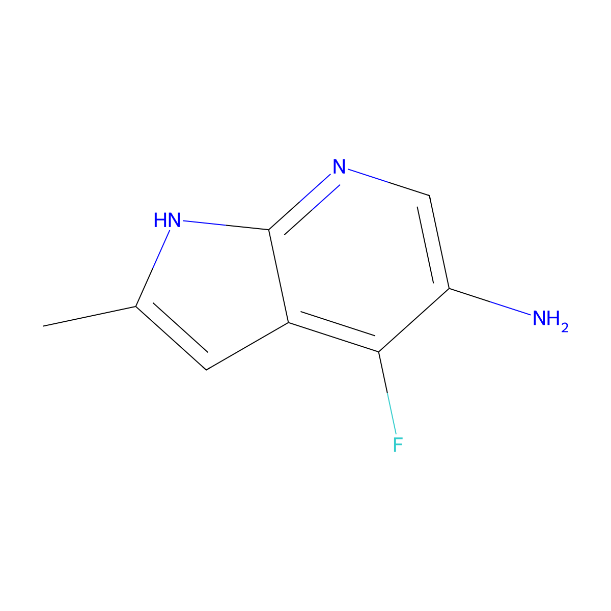 4-Fluoro-2-methyl-1H-pyrrolo[2,3-b]pyridin-5-amine molecular structure, CAS 1036963-09-3