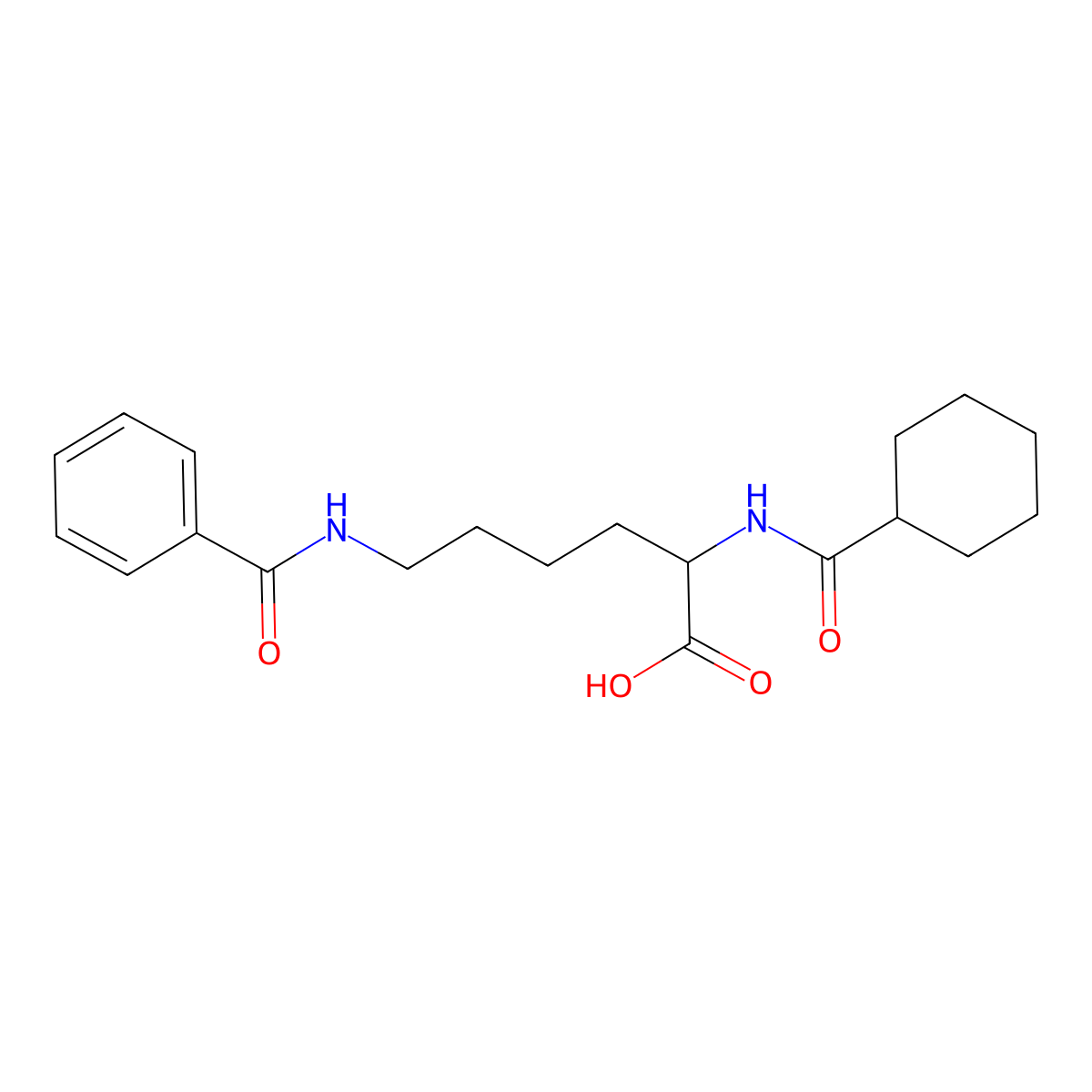 N~6~-benzoyl-N~2~-(cyclohexylcarbonyl)lysine molecular structure, CAS 103697-67-2