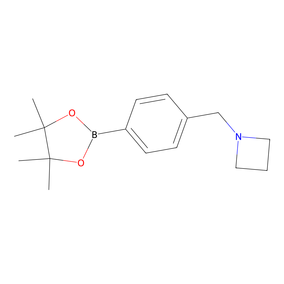 1-(4-(4,4,5,5-Tetramethyl-1,3,2-dioxaborolan-2-yl)benzyl)azetidine molecular structure, CAS 1036990-23-4