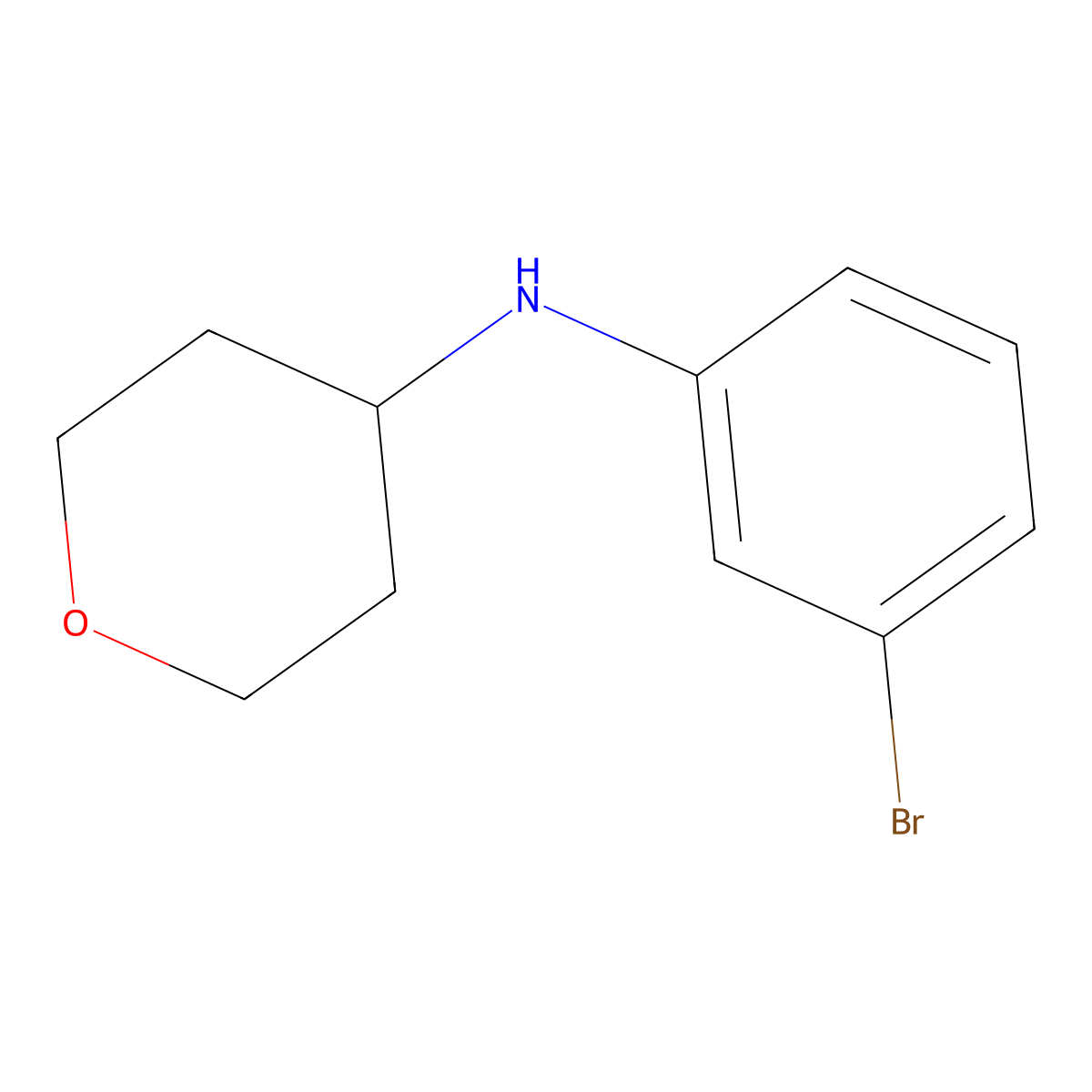 N-(3-bromophenyl)oxan-4-amine molecular structure, CAS 1036990-31-4