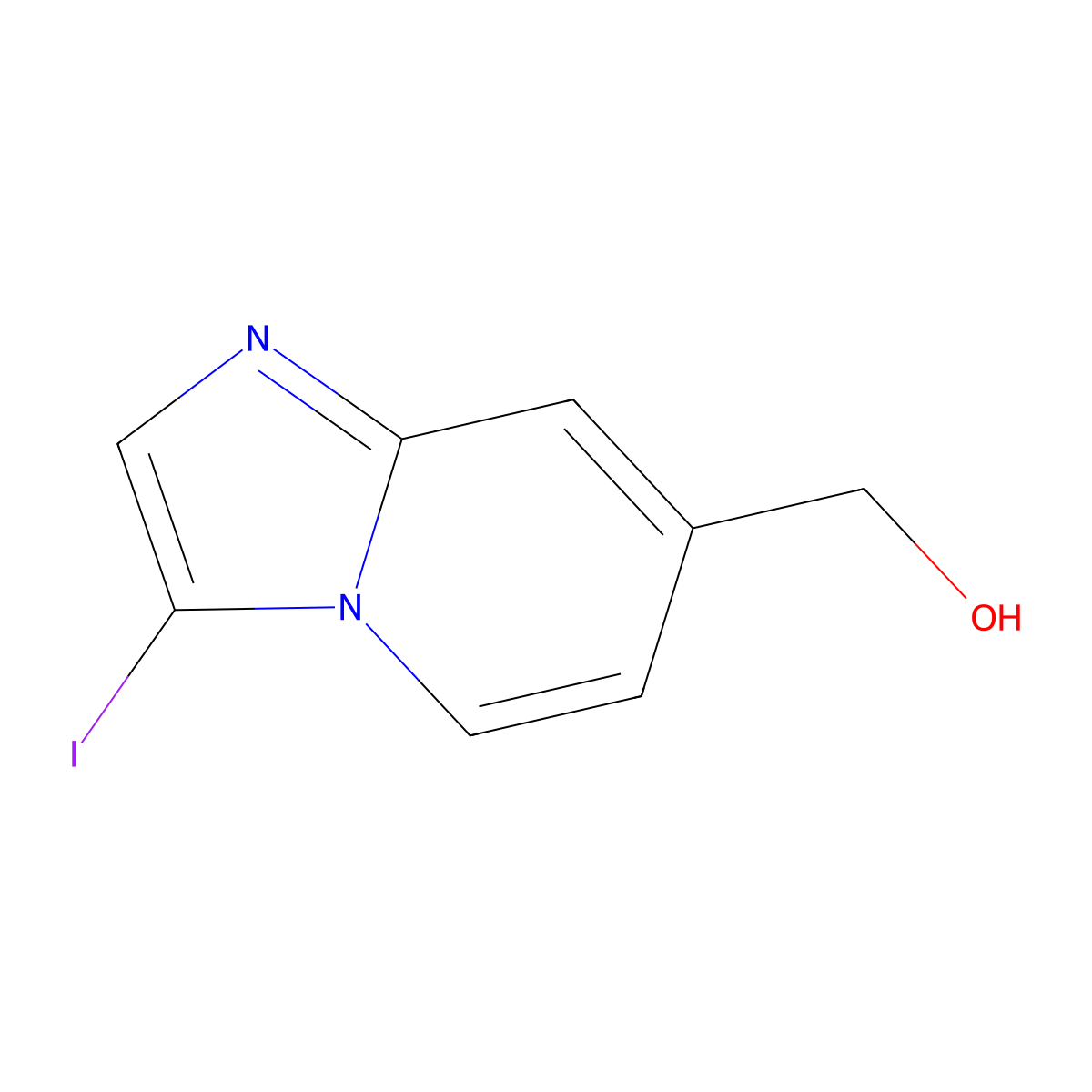 (3-Iodoimidazo(1,2-a)pyridin-7-yl)methanol molecular structure, CAS 1036990-66-5