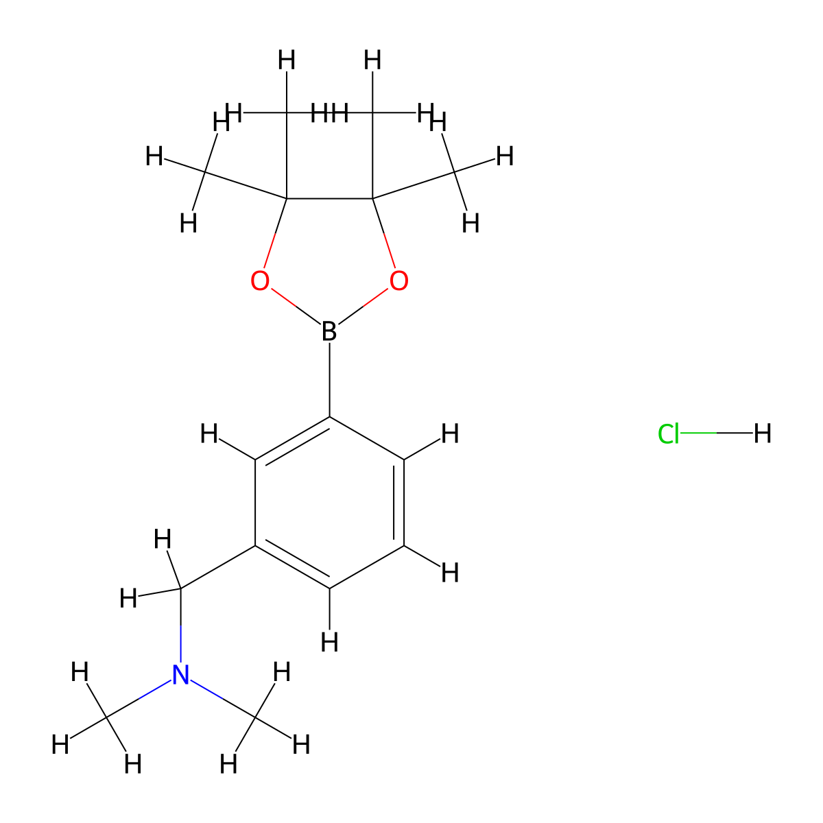 N,N-Dimethyl-1-(3-(4,4,5,5-tetramethyl-1,3,2-dioxaborolan-2-yl)phenyl)methanamine hydrochloride molecular structure, CAS 1036991-19-1