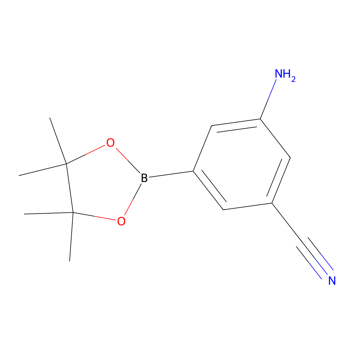 3-Amino-5-(4,4,5,5-tetramethyl-1,3,2-dioxaborolan-2-yl)benzonitrile molecular structure, CAS 1036991-35-1