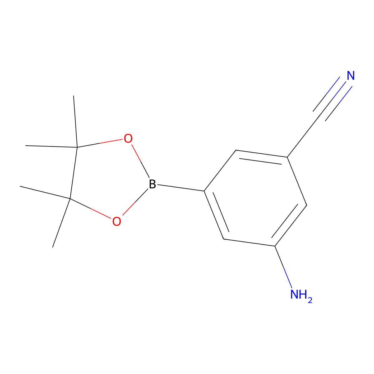 3-Amino-5-(4,4,5,5-tetramethyl-1,3,2-dioxaborolan-2-yl)benzonitrile molecular structure, CAS 1036991-35-1