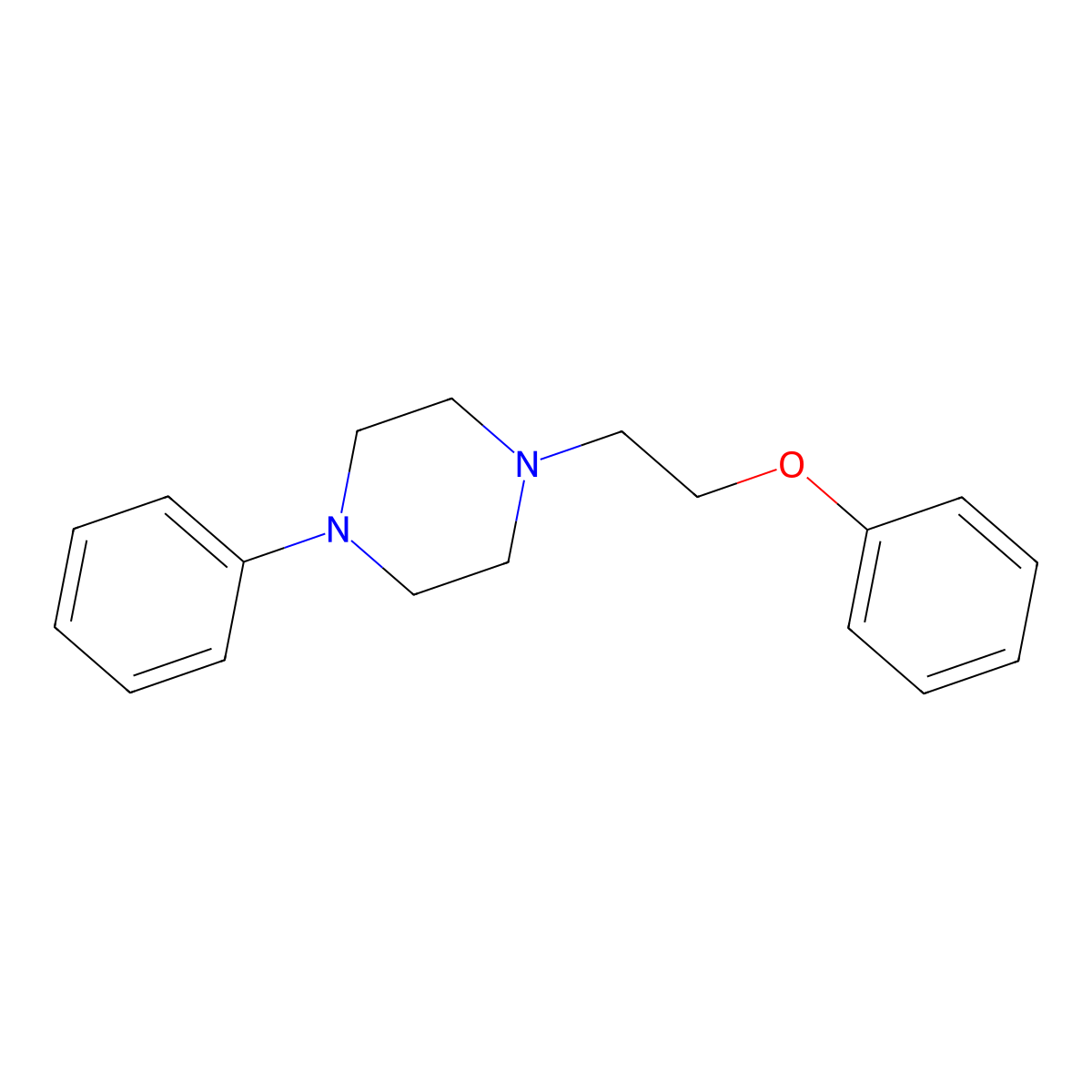 Piperazine, 1-(2-phenoxyethyl)-4-phenyl- molecular structure, CAS 1037-20-3