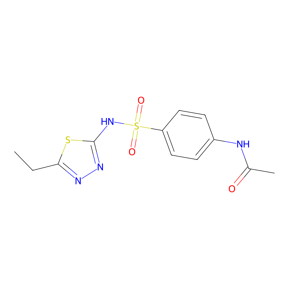 N-(4-(((5-Ethyl-1,3,4-thiadiazol-2-yl)amino)sulfonyl)phenyl)acetamide molecular structure, CAS 1037-51-0