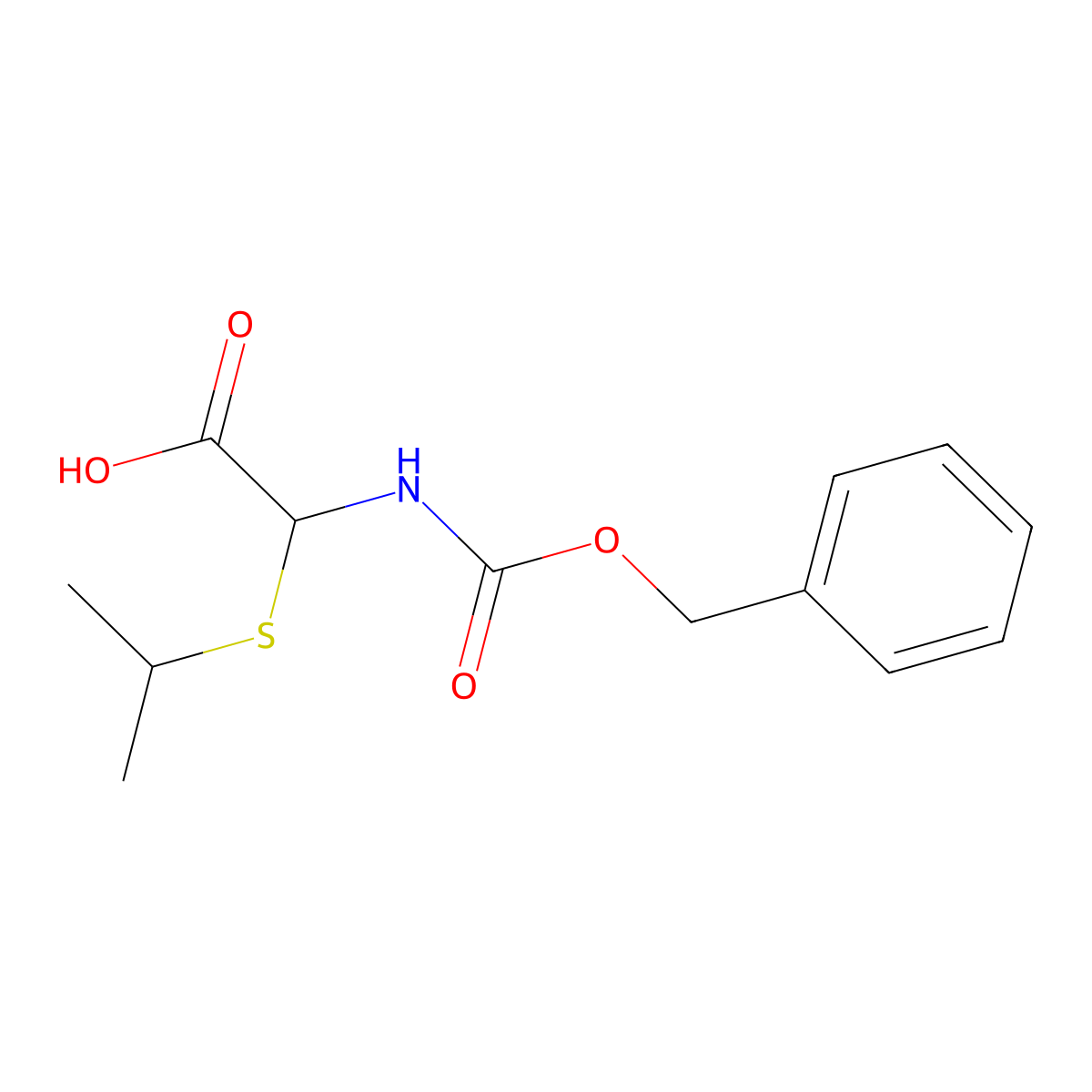 Acetic acid, [(1-methylethyl)thio][[(phenylmethoxy)carbonyl]amino]- molecular structure, CAS 103711-22-4
