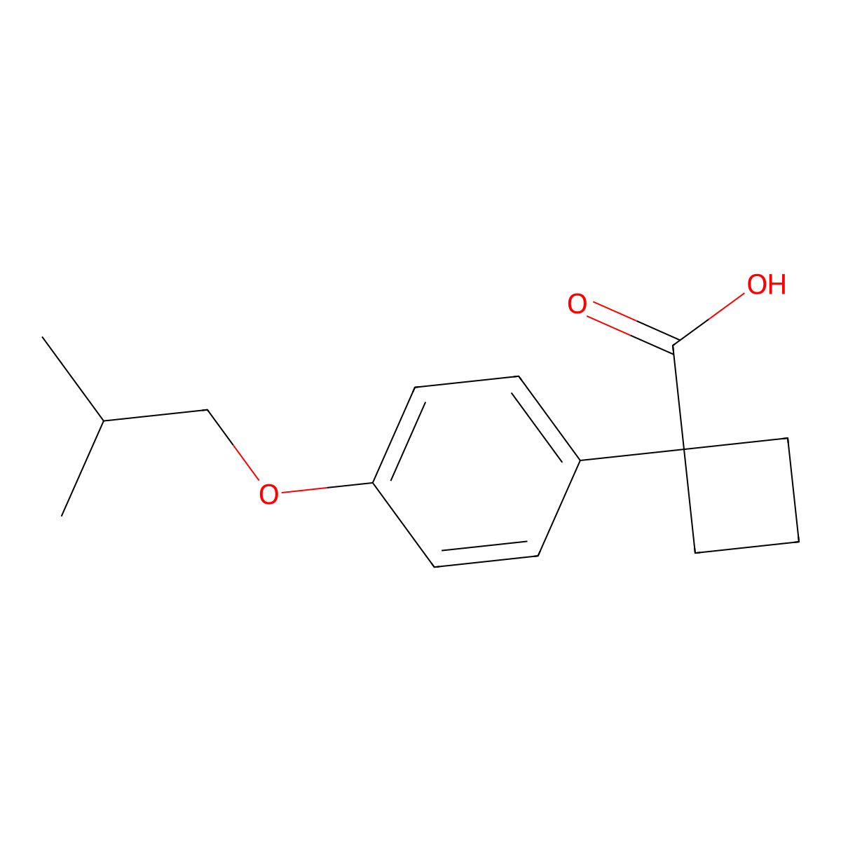 1-[4-(2-Methylpropoxy)phenyl]cyclobutane-1-carboxylic acid molecular structure, CAS 1037131-39-7
