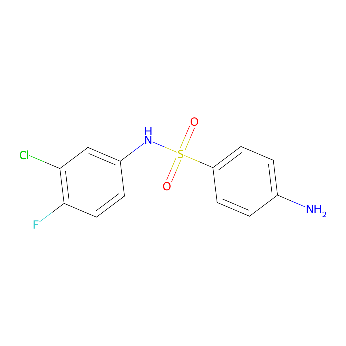 4-amino-N-(3-chloro-4-fluorophenyl)benzene-1-sulfonamide molecular structure, CAS 1037132-84-5