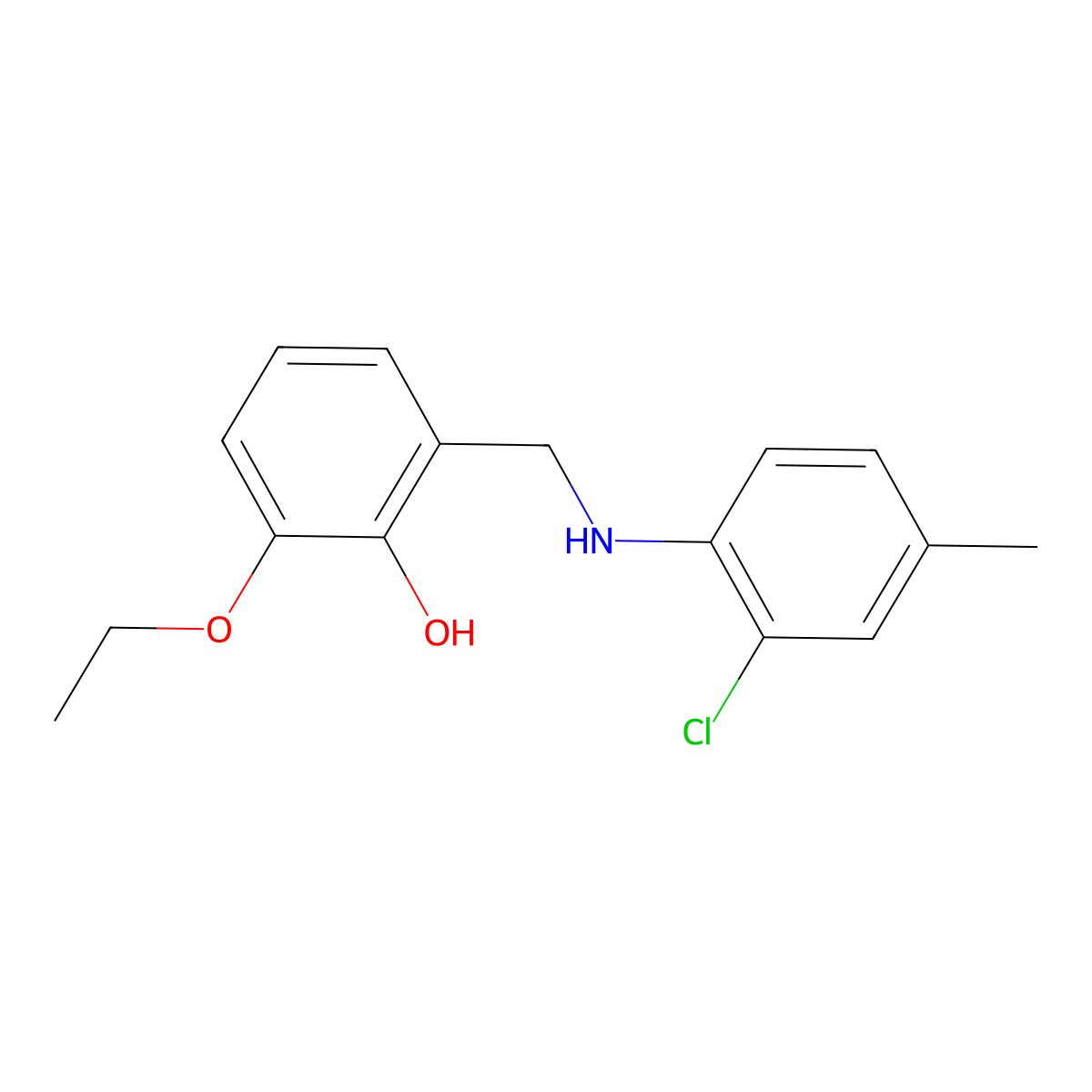 2-{[(2-Chloro-4-methylphenyl)amino]methyl}-6-ethoxyphenol molecular structure, CAS 1037137-94-2